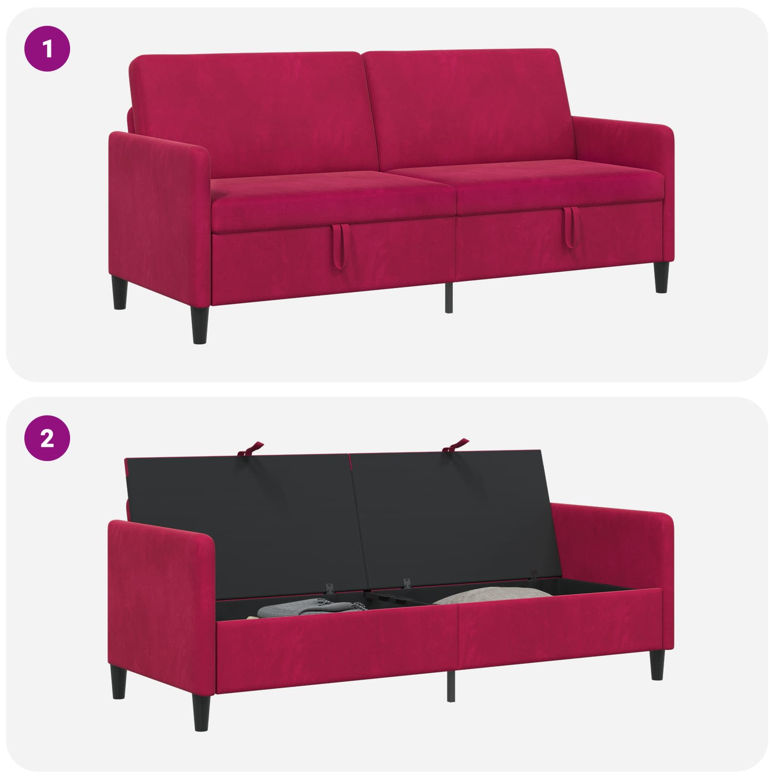 Bank met opslag Wijnrood 192 x 78 x 87 cm Polyester is nu te koop bij PeponiXL, paradijselijk wonen!