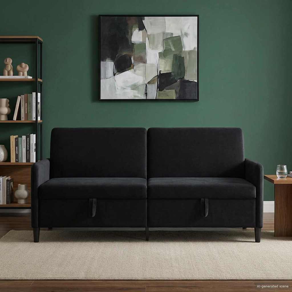 Bank met opslag Zwart 192 x 78 x 87 cm Polyester is nu te koop bij PeponiXL, paradijselijk wonen!