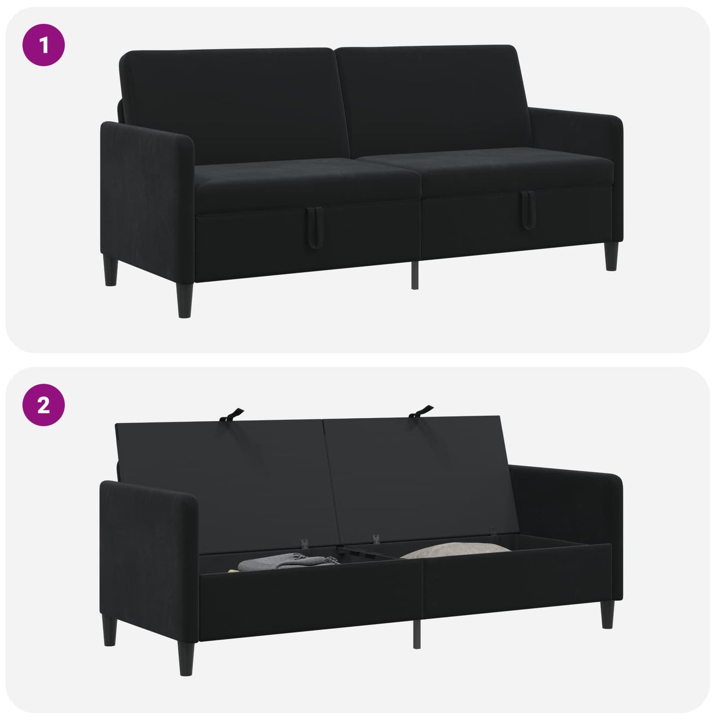 Bank met opslag Zwart 192 x 78 x 87 cm Polyester is nu te koop bij PeponiXL, paradijselijk wonen!