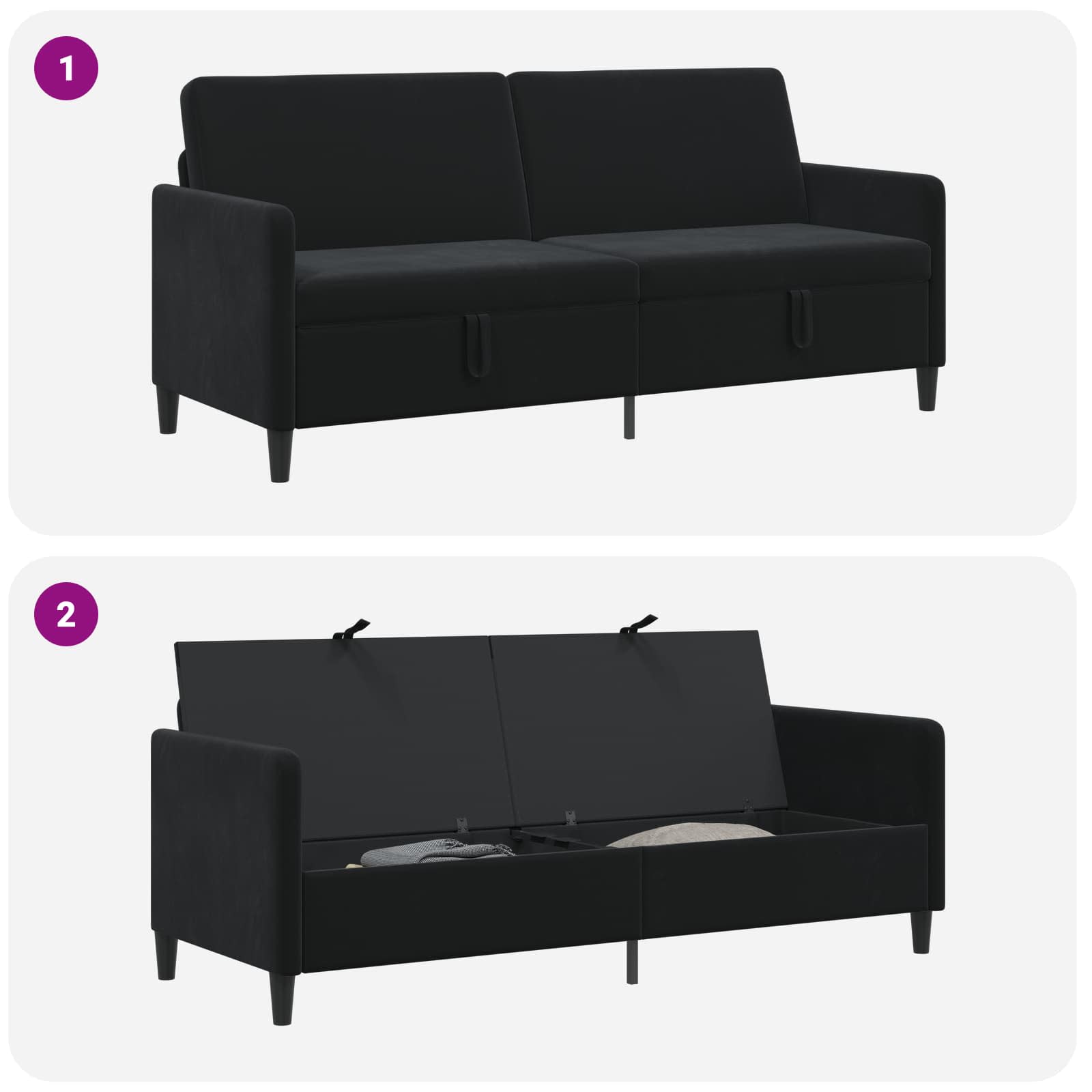 Bank met opslag Zwart 192 x 78 x 87 cm Polyester is nu te koop bij PeponiXL, paradijselijk wonen!