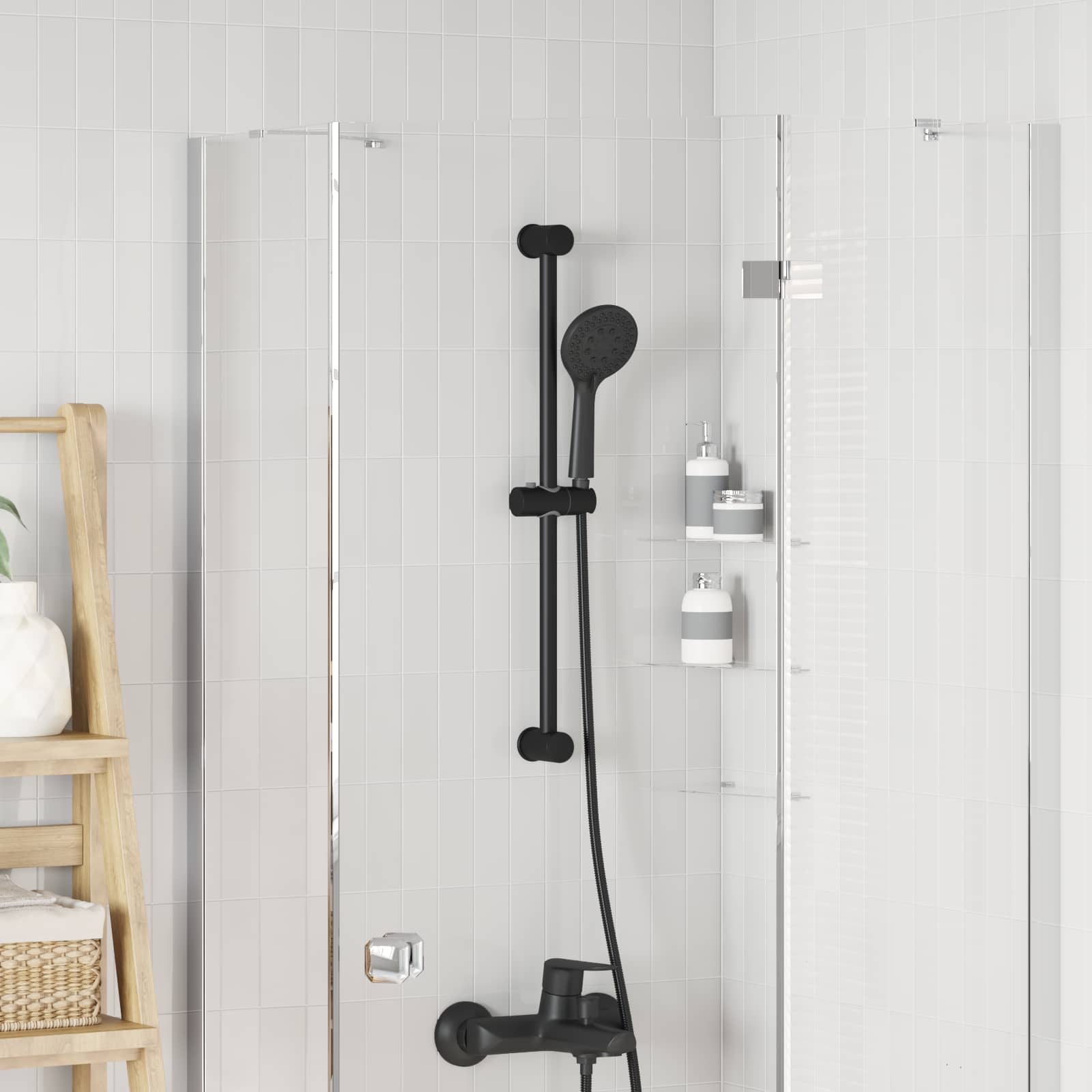 Douchkop Houder Zwart 71 cm Roestvrij staal is nu te koop bij PeponiXL, paradijselijk wonen!
