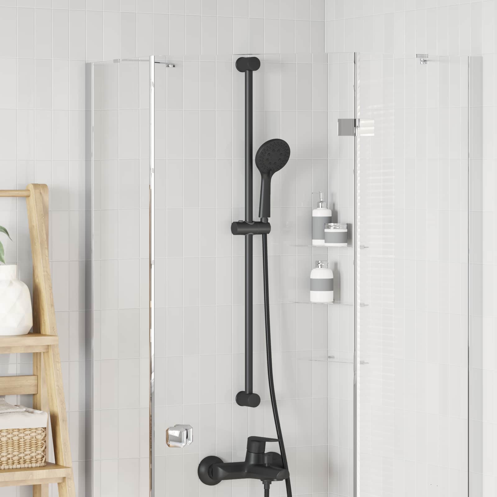 Douchkop Houder Zwart 101 cm Roestvrij staal is nu te koop bij PeponiXL, paradijselijk wonen!