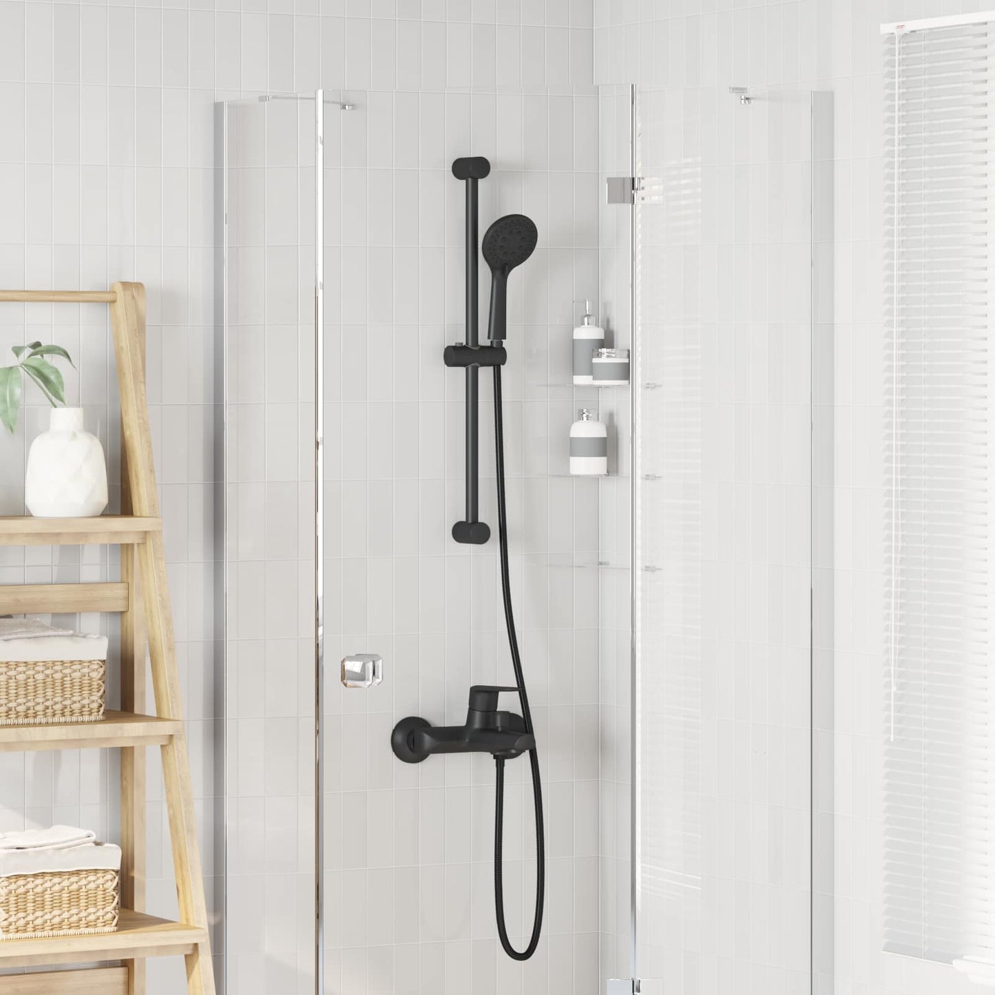 Douchesysteem set Zwart 71 cm Roestvrij staal is nu te koop bij PeponiXL, paradijselijk wonen!