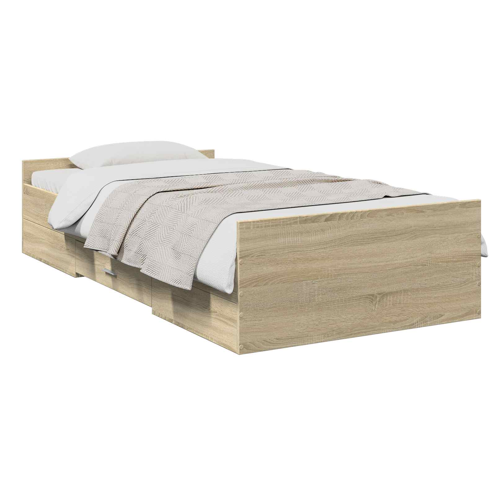Bedframe met opslag Sonoma Eiken 80 x 200 cm Bewerkt hout is nu te koop bij PeponiXL, paradijselijk wonen!