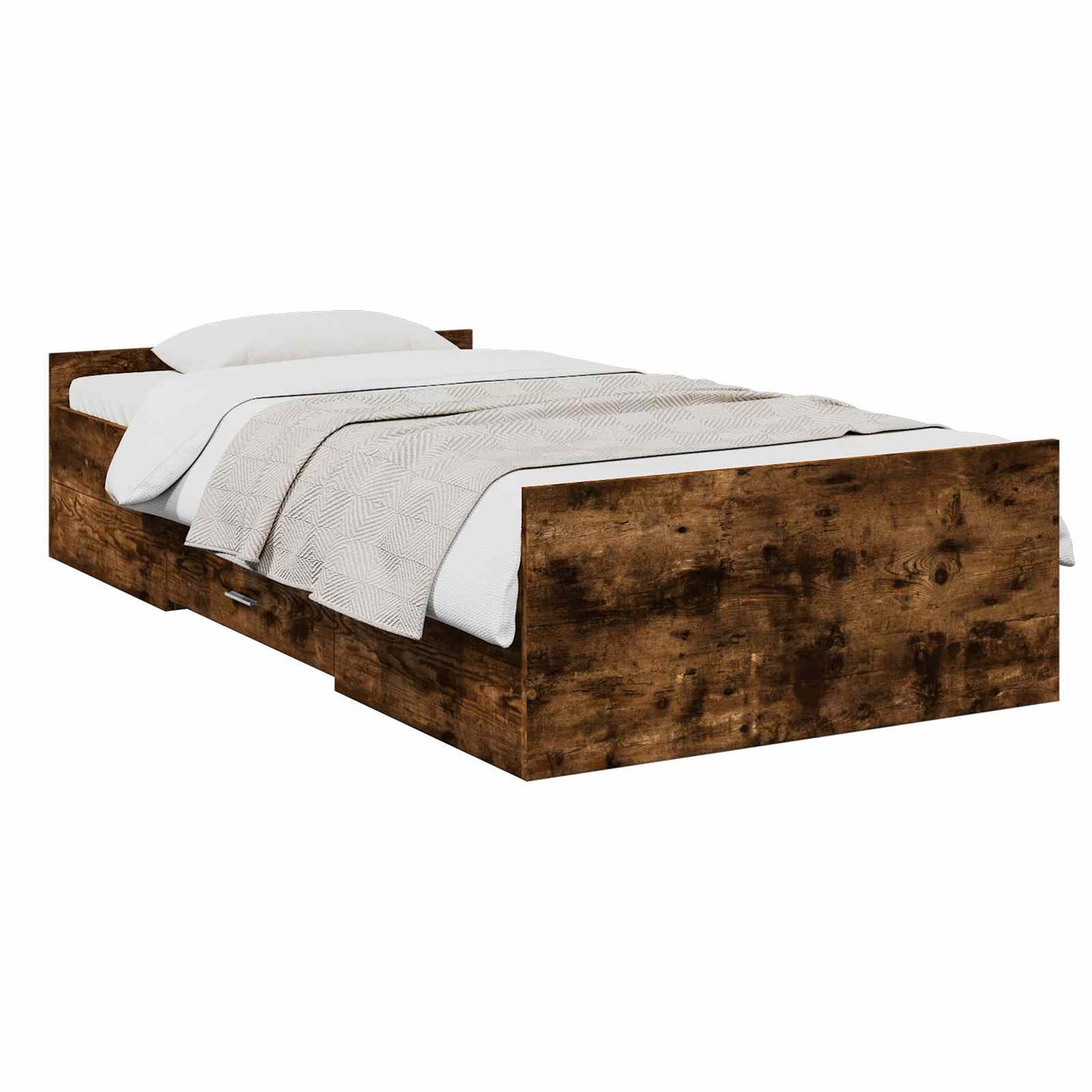 Bedframe met opslag Gerookt eiken 80 x 200 cm Bewerkt hout is nu te koop bij PeponiXL, paradijselijk wonen!