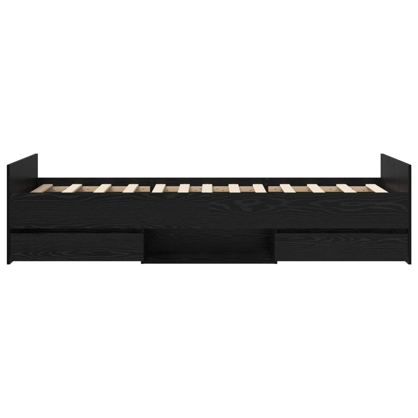 Bedframe met lade met hoofdeinde Zwart eiken Bewerkt hout