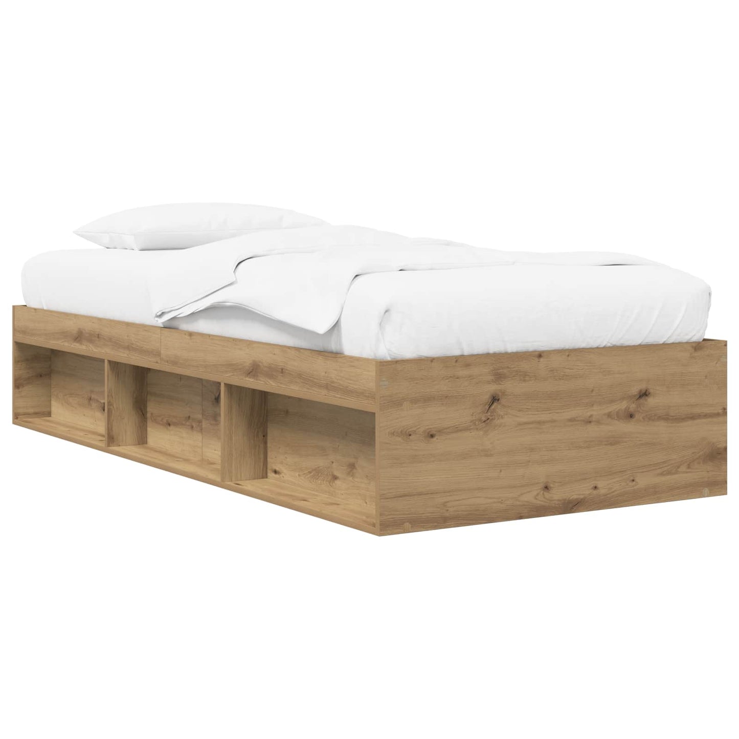 Bedframe met opslag Artisanaal eiken 80 x 200 cm Bewerkt hout