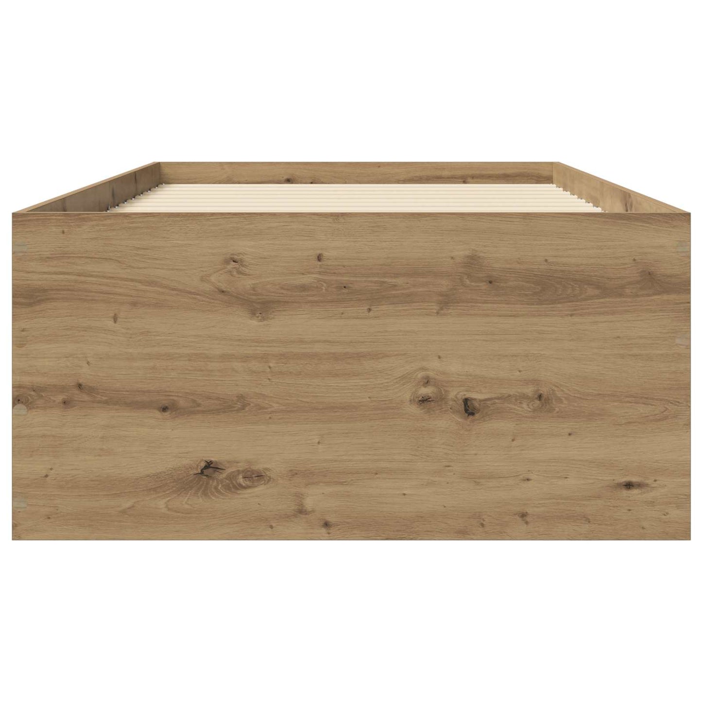 Vloerbedframe Artisanaal eiken 80 x 200 cm Bewerkt hout