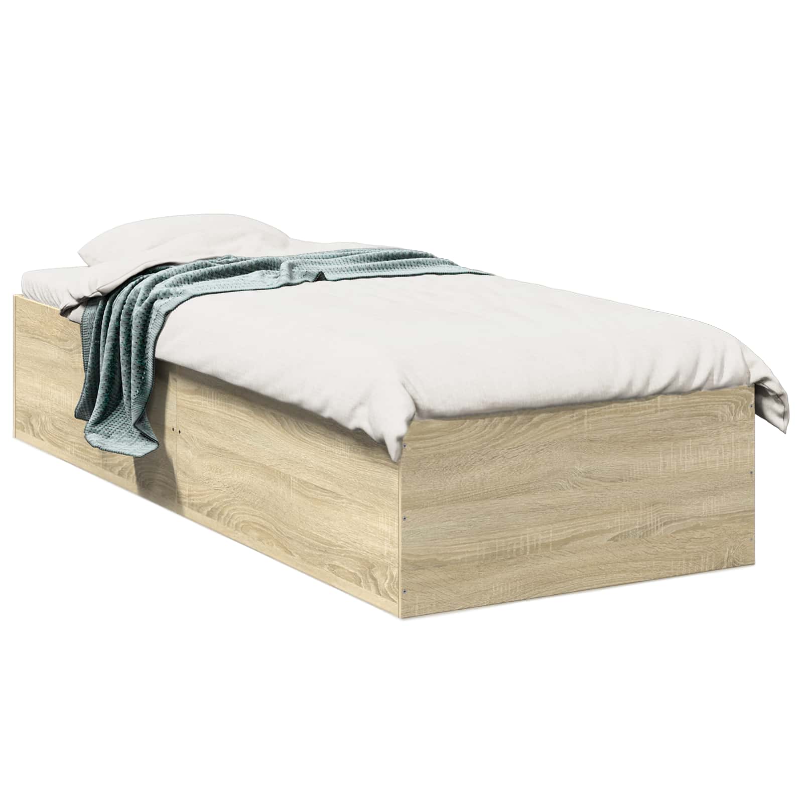 Vloerbedframe Sonoma Eiken 80 x 200 cm Bewerkt hout is nu te koop bij PeponiXL, paradijselijk wonen!