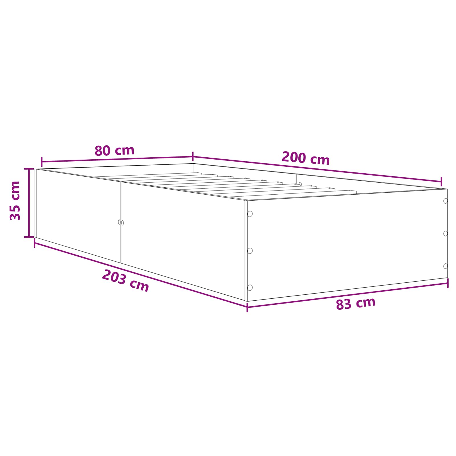 Vloerbedframe Gerookt eiken 80 x 200 cm Bewerkt hout is nu te koop bij PeponiXL, paradijselijk wonen!