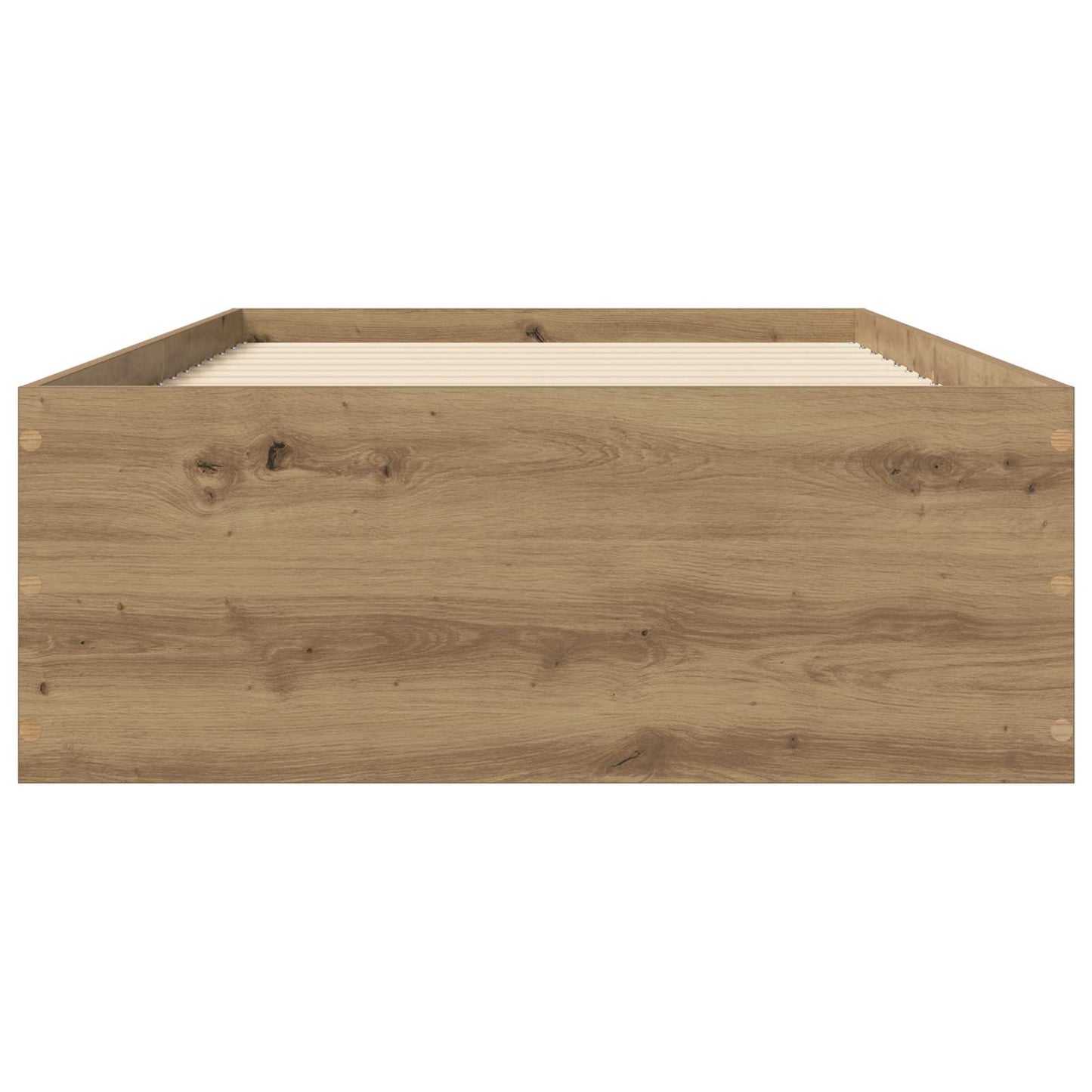 Vloerbedframe Artisanaal eiken 80 x 200 cm Bewerkt hout