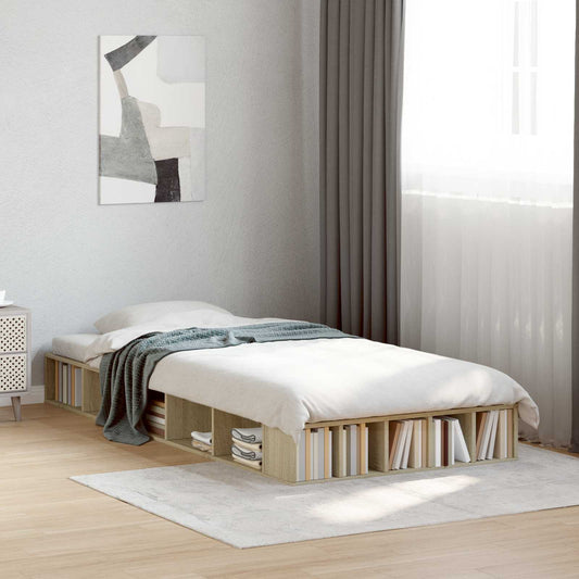 Bedframe met opslag Sonoma Eiken 80 x 200 cm Bewerkt hout is nu te koop bij PeponiXL, paradijselijk wonen!