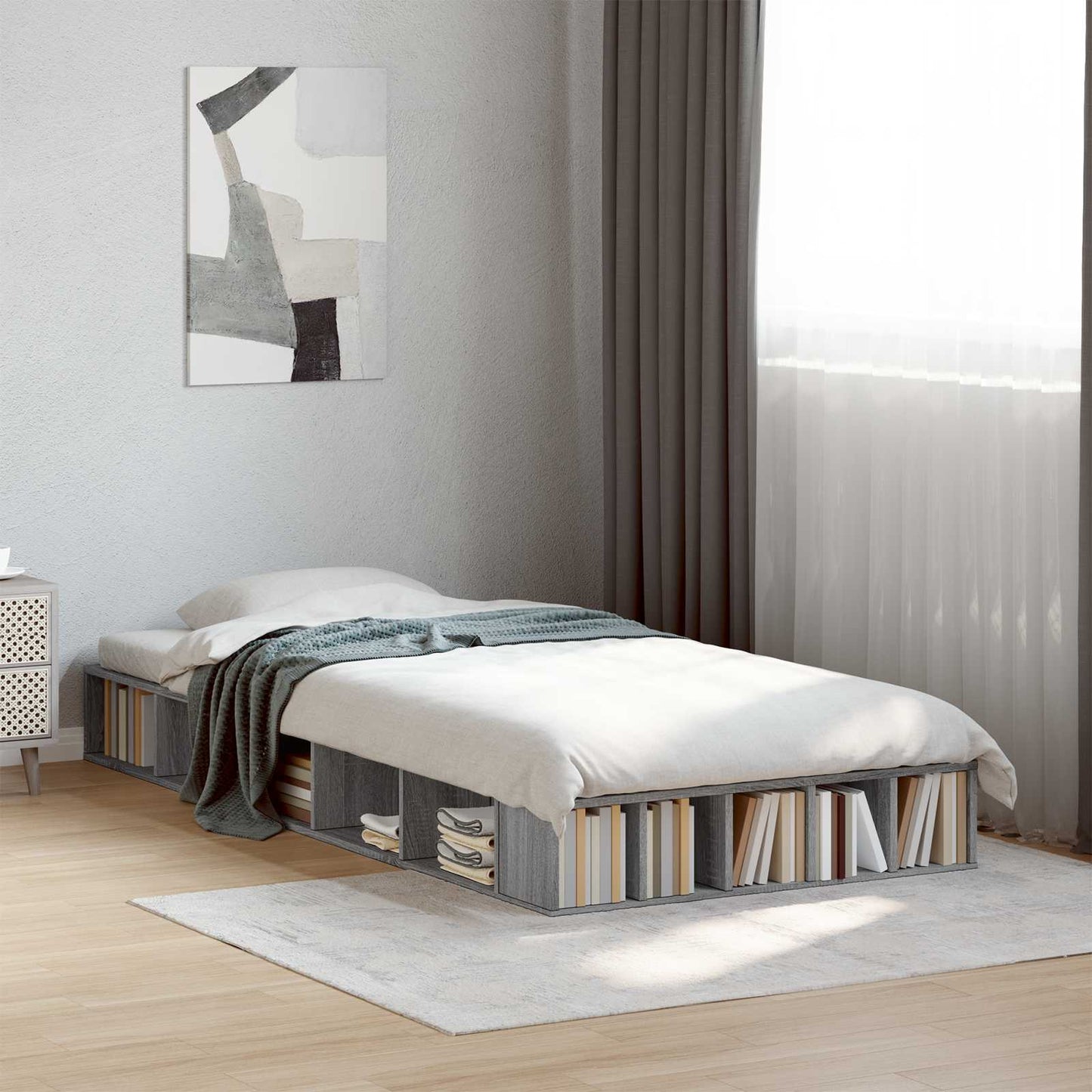 Bedframe met opslag Grijs Sonoma 80 x 200 cm Bewerkt hout