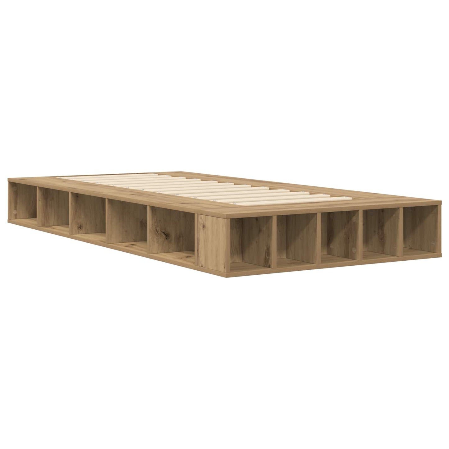 Bedframe met opslag Artisanaal eiken 80 x 200 cm Bewerkt hout