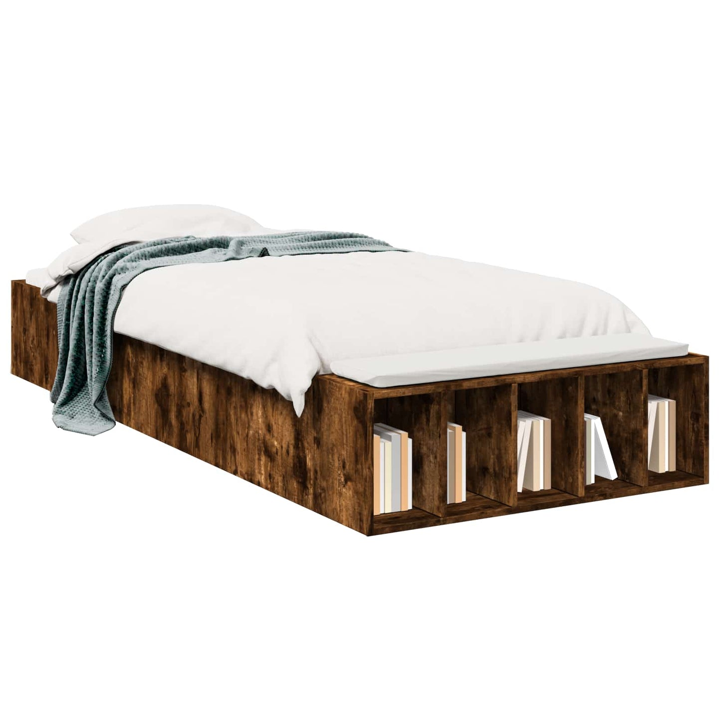 Bedframe met opslag Gerookt eiken 80 x 200 cm Bewerkt hout