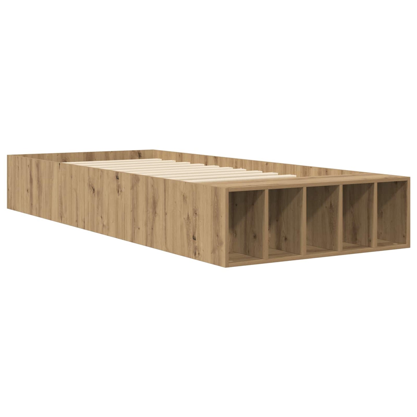 Bedframe met opslag Artisanaal eiken 80 x 200 cm Bewerkt hout