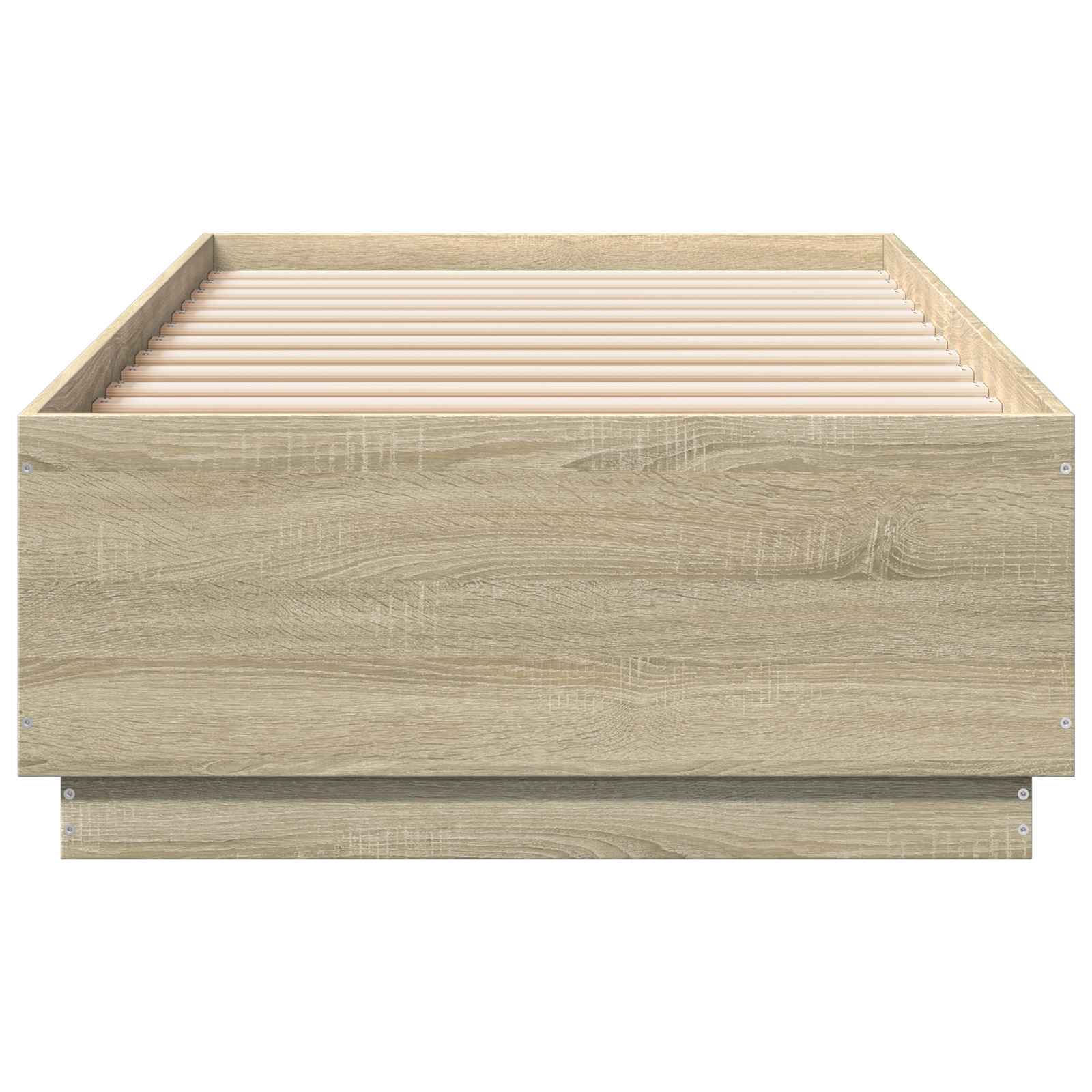 Bed Frame met LED Sonoma Eiken 80 x 200 cm Bewerkt hout is nu te koop bij PeponiXL, paradijselijk wonen!