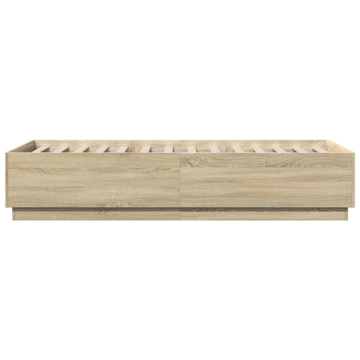 Bed Frame met LED Sonoma Eiken 80 x 200 cm Bewerkt hout is nu te koop bij PeponiXL, paradijselijk wonen!