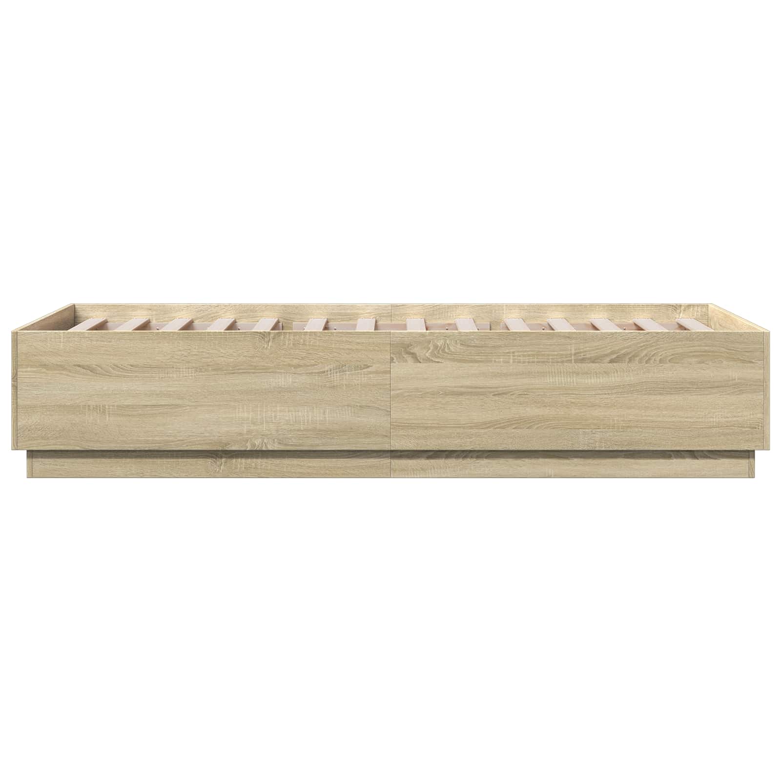 Bed Frame met LED Sonoma Eiken 80 x 200 cm Bewerkt hout is nu te koop bij PeponiXL, paradijselijk wonen!