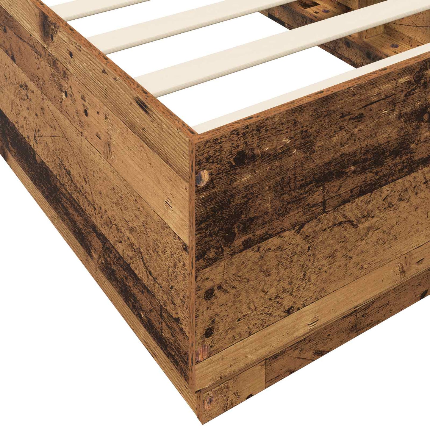 Bed Frame met LED Oud hout 80 x 200 cm Bewerkt hout is nu te koop bij PeponiXL, paradijselijk wonen!
