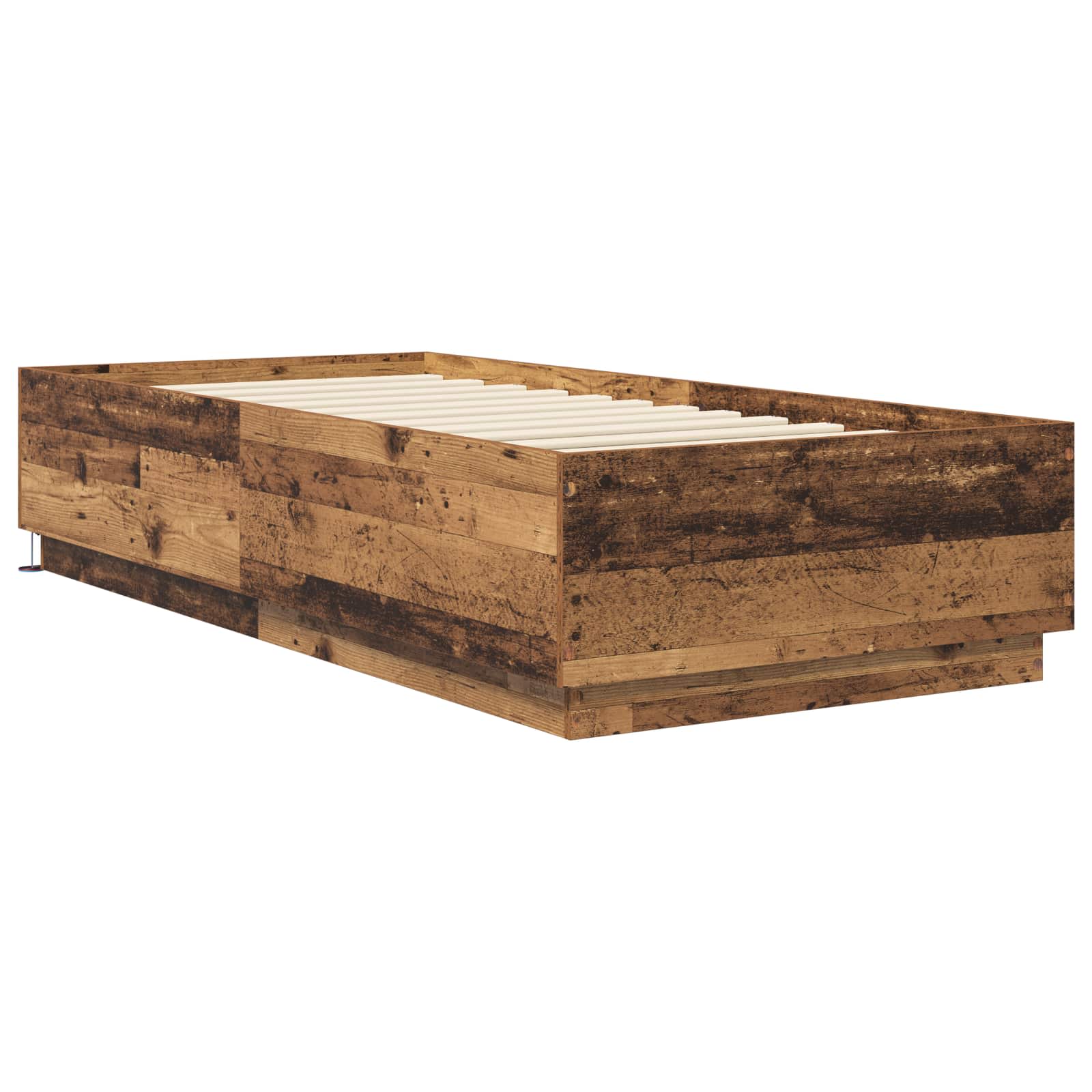 Bed Frame met LED Oud hout 80 x 200 cm Bewerkt hout is nu te koop bij PeponiXL, paradijselijk wonen!