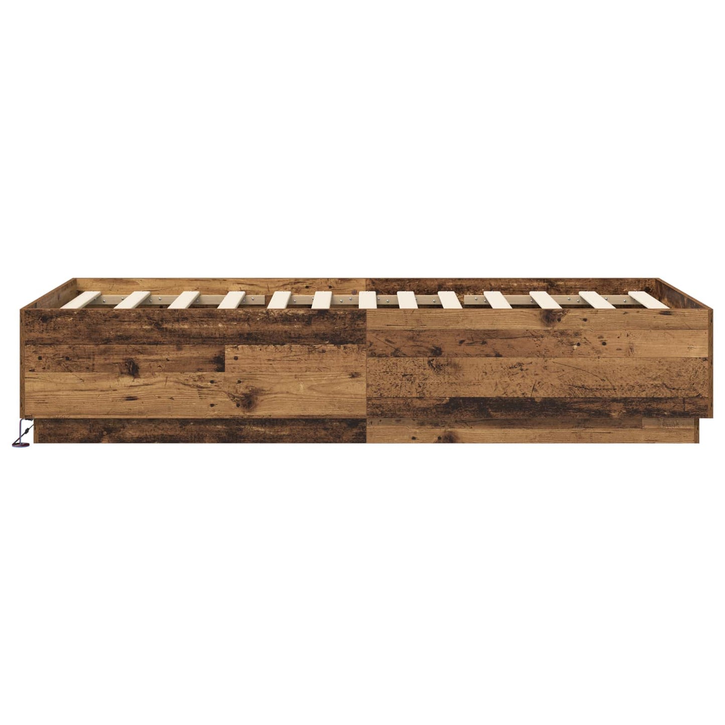 Bed Frame met LED Oud hout 80 x 200 cm Bewerkt hout is nu te koop bij PeponiXL, paradijselijk wonen!