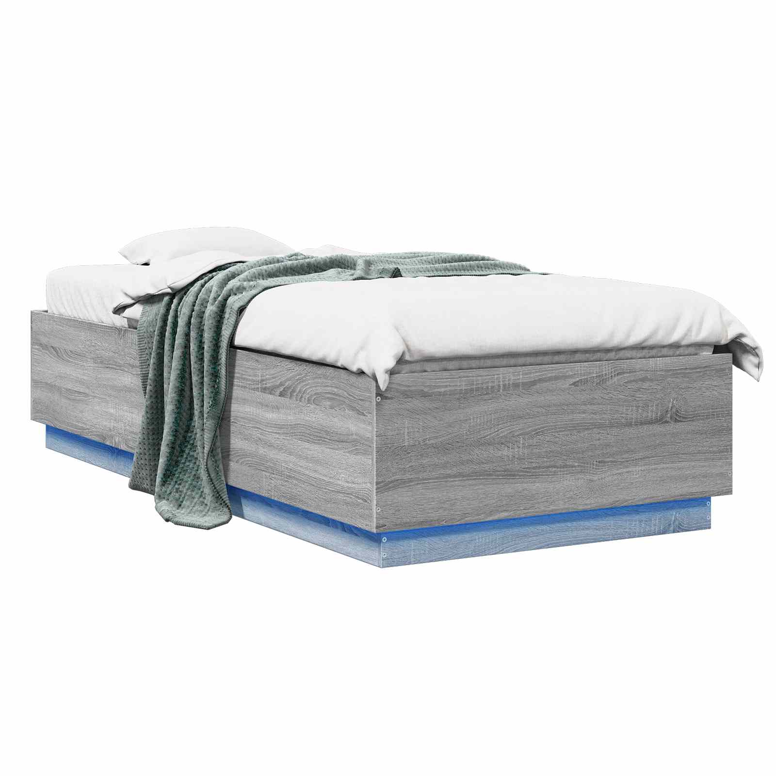 Bed Frame met LED Grijs Sonoma 80 x 200 cm Bewerkt hout is nu te koop bij PeponiXL, paradijselijk wonen!