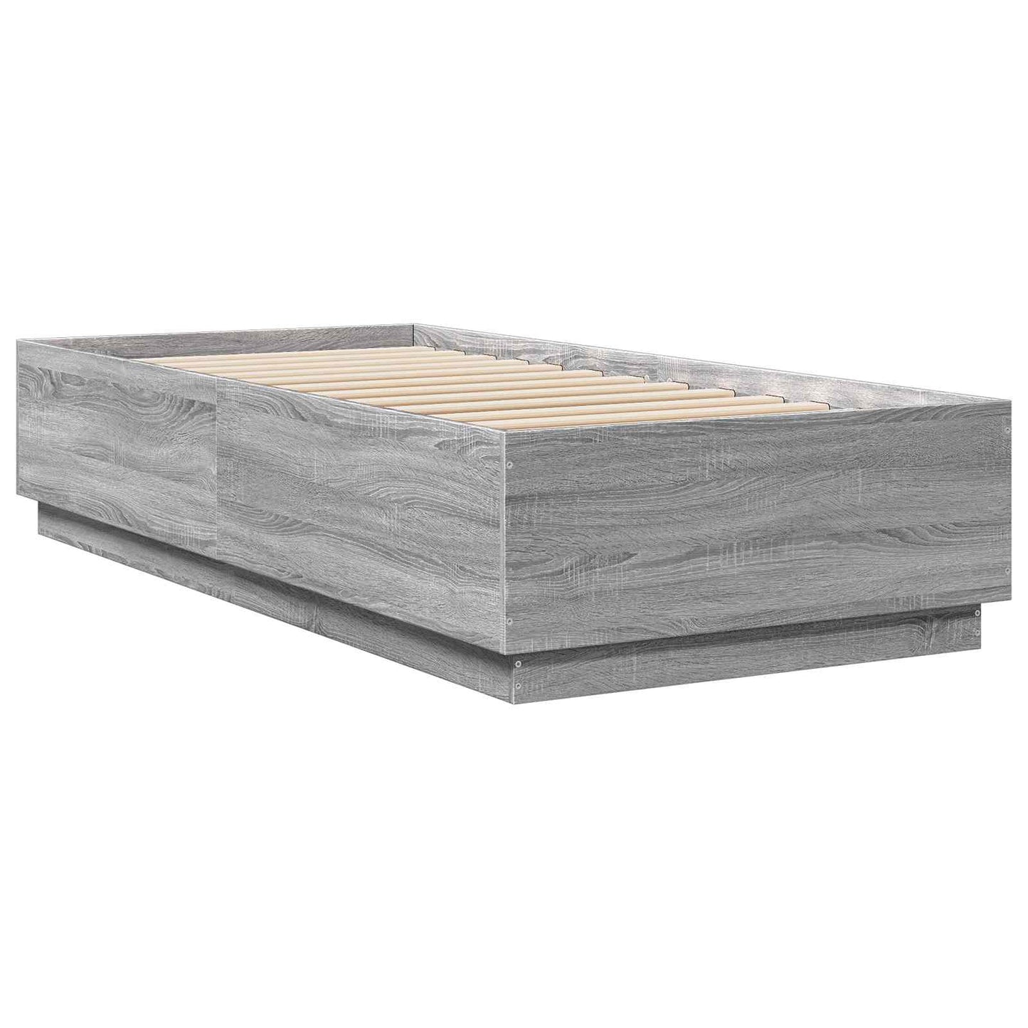 Bed Frame met LED Grijs Sonoma 80 x 200 cm Bewerkt hout is nu te koop bij PeponiXL, paradijselijk wonen!