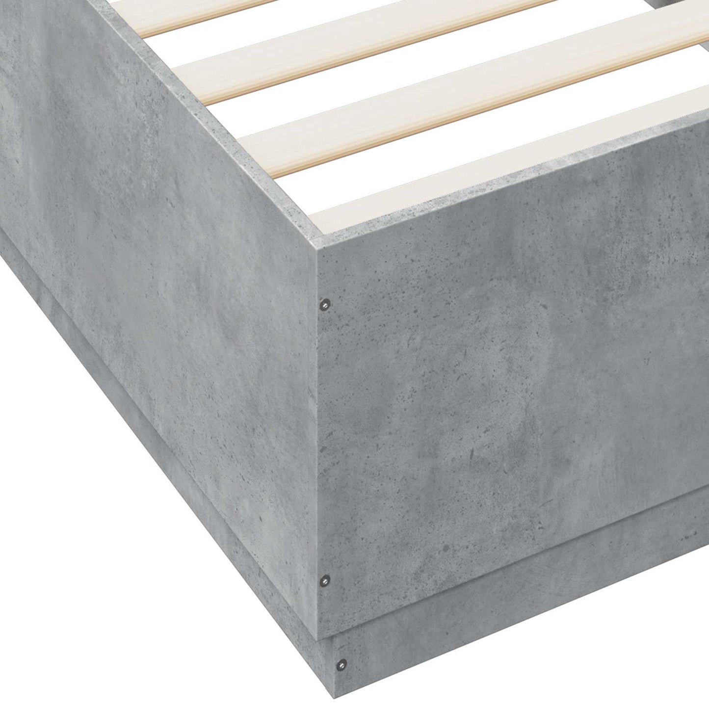 Bed Frame met LED Betongrijs 80 x 200 cm Bewerkt hout is nu te koop bij PeponiXL, paradijselijk wonen!