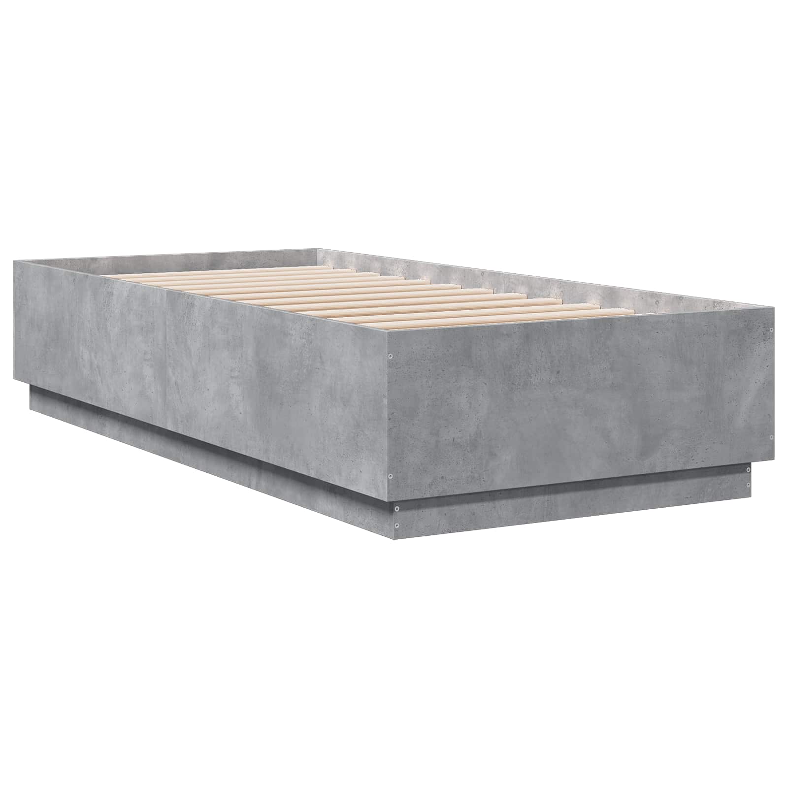Bed Frame met LED Betongrijs 80 x 200 cm Bewerkt hout is nu te koop bij PeponiXL, paradijselijk wonen!