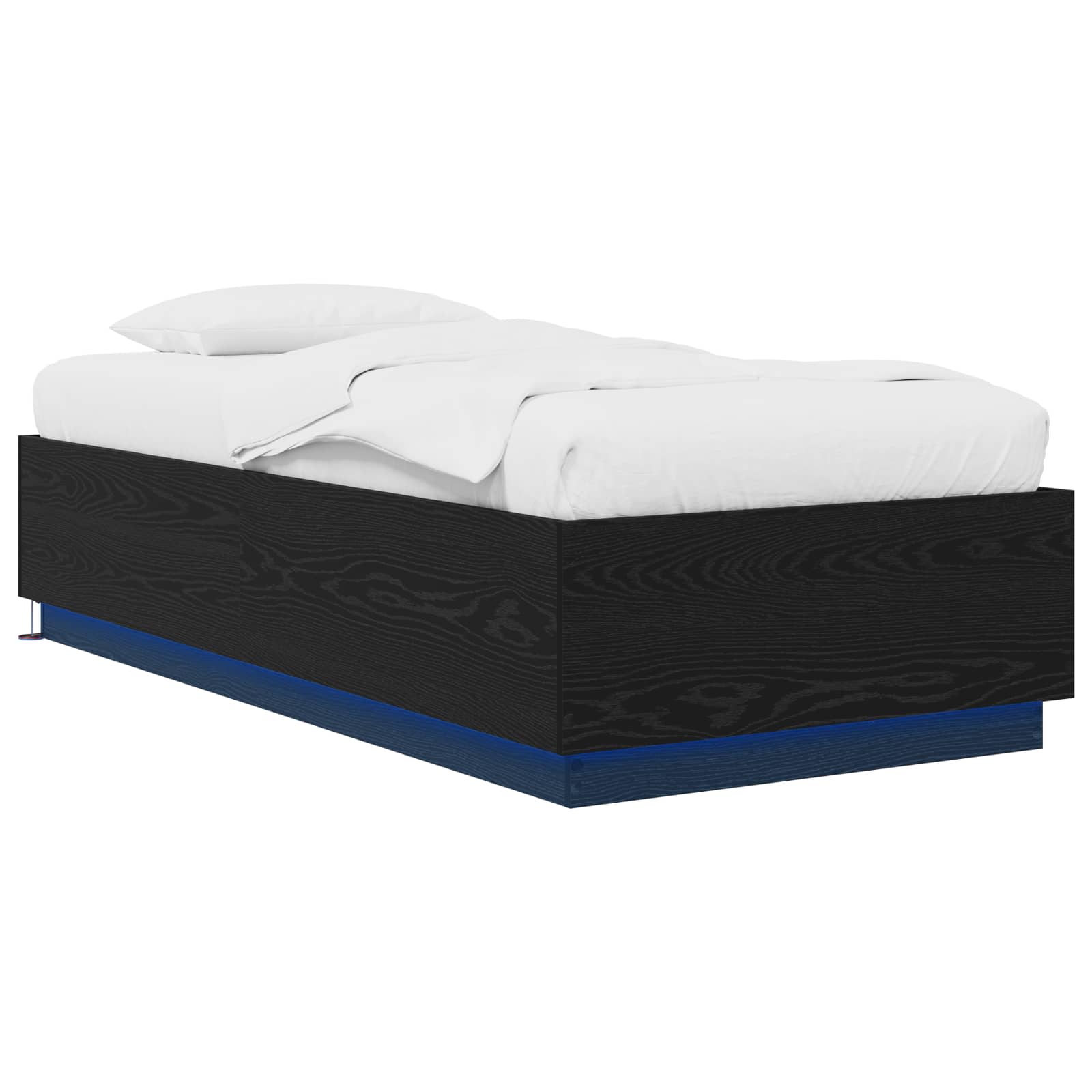 Bed Frame met LED Zwart eiken 80 x 200 cm Bewerkt hout is nu te koop bij PeponiXL, paradijselijk wonen!