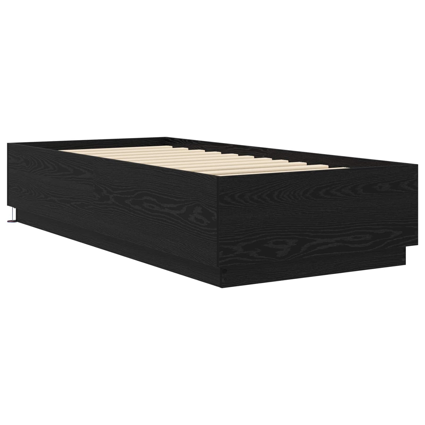Bed Frame met LED Zwart eiken 80 x 200 cm Bewerkt hout is nu te koop bij PeponiXL, paradijselijk wonen!