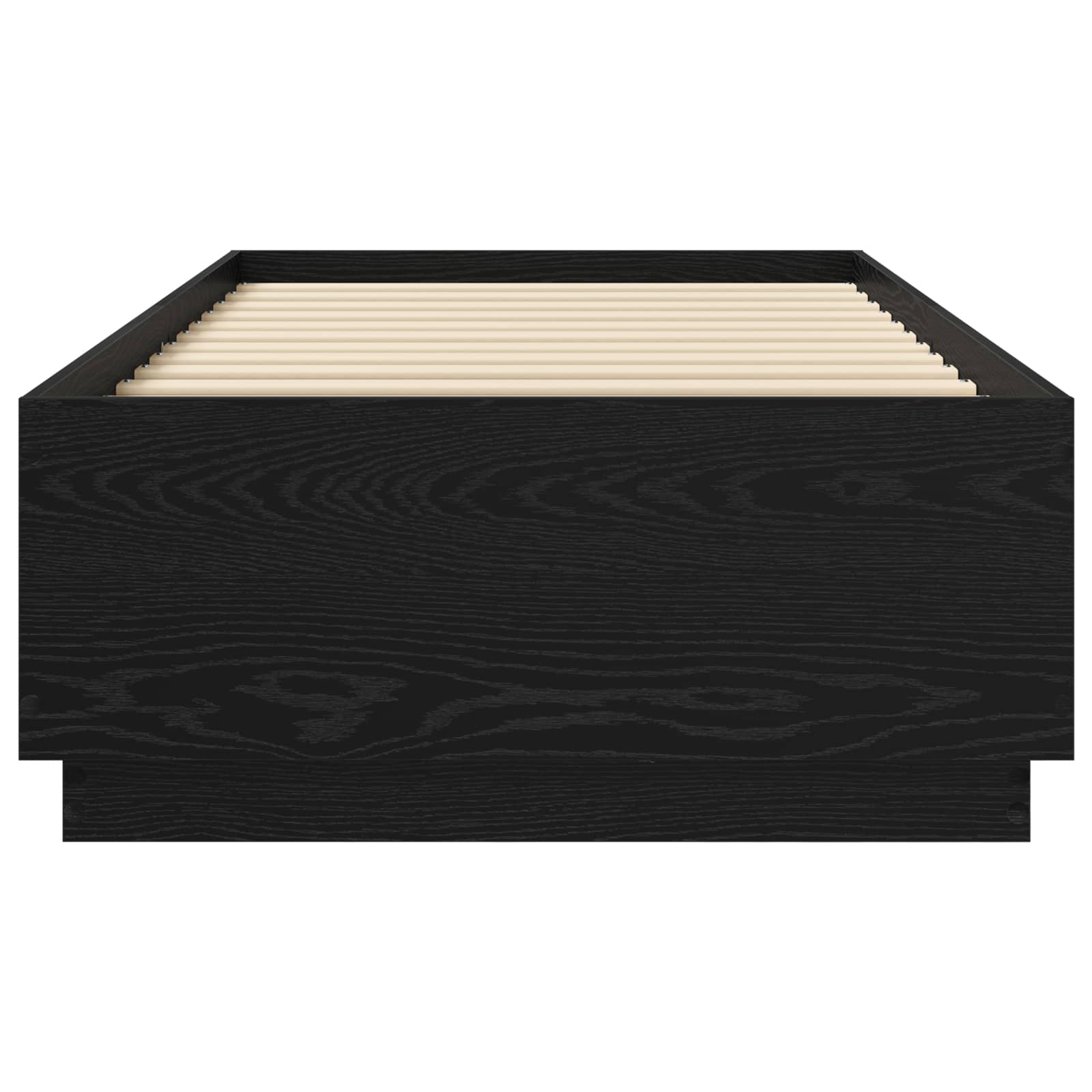 Bed Frame met LED Zwart eiken 80 x 200 cm Bewerkt hout is nu te koop bij PeponiXL, paradijselijk wonen!