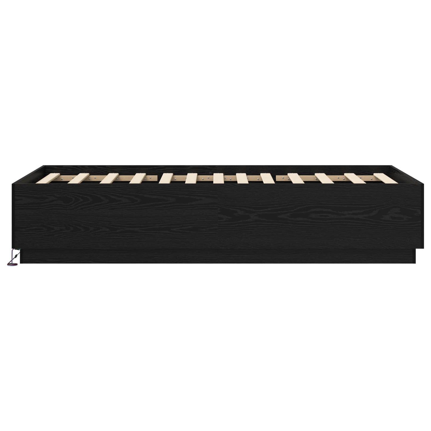 Bed Frame met LED Zwart eiken 80 x 200 cm Bewerkt hout is nu te koop bij PeponiXL, paradijselijk wonen!