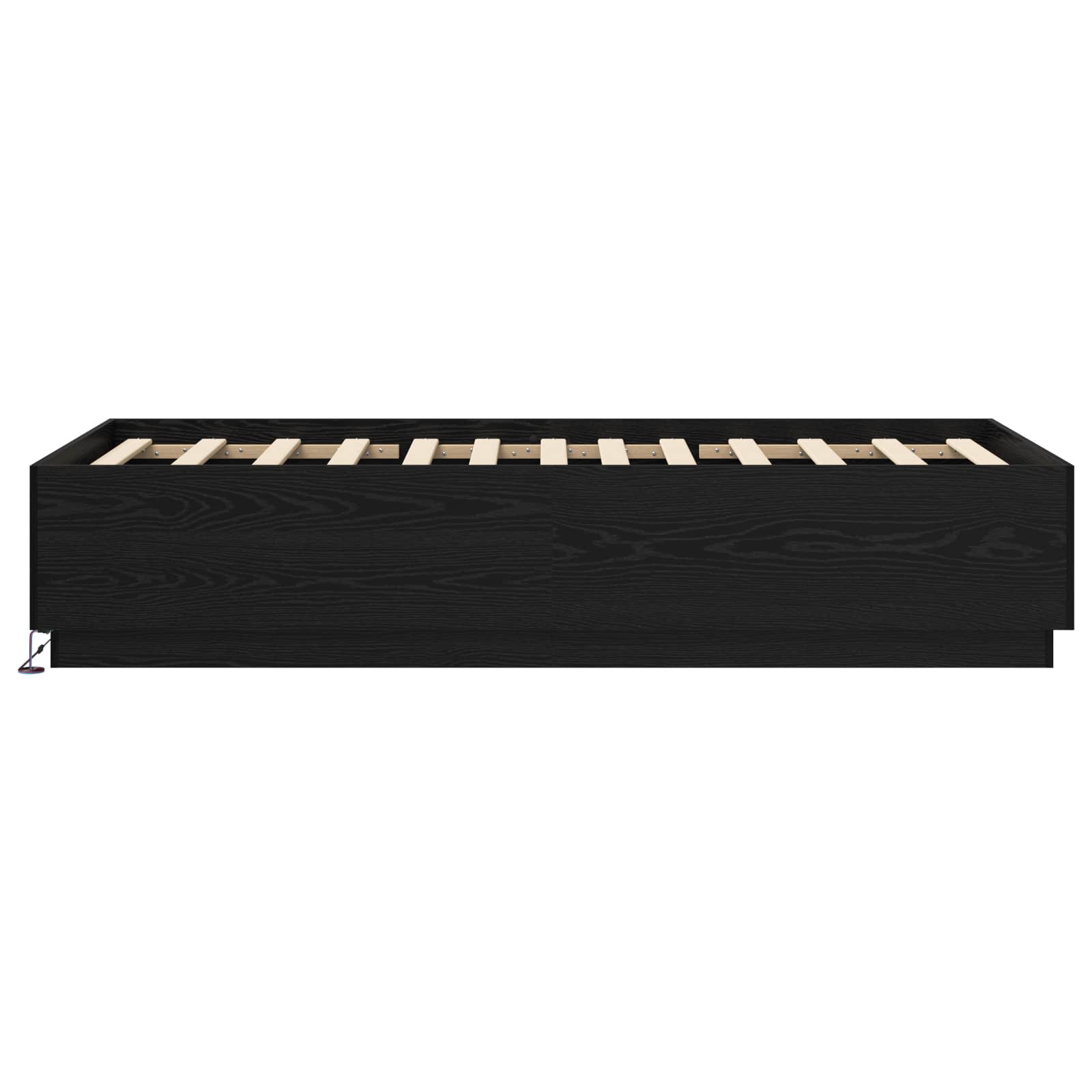 Bed Frame met LED Zwart eiken 80 x 200 cm Bewerkt hout is nu te koop bij PeponiXL, paradijselijk wonen!