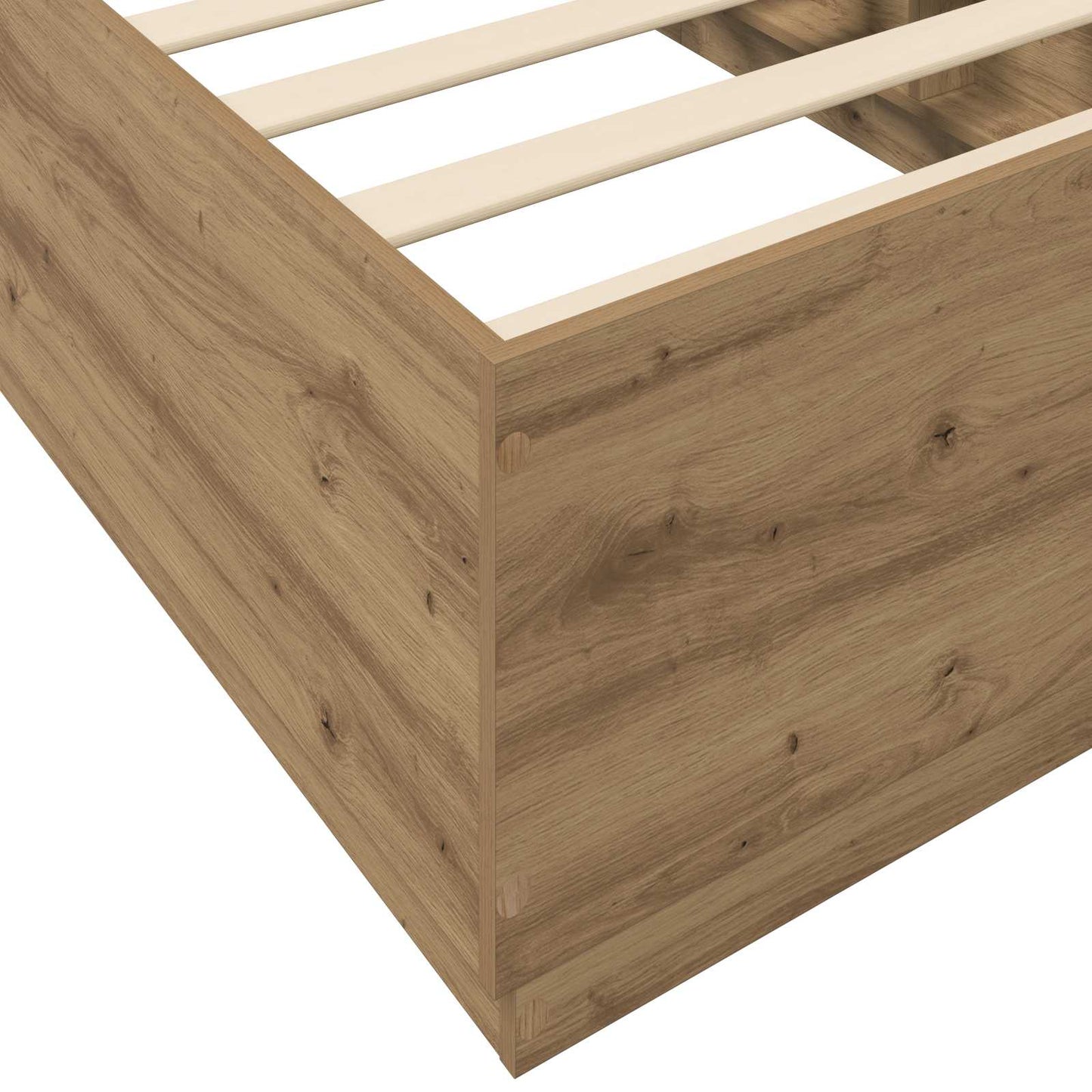 Bed Frame met LED Artisanaal eiken 80 x 200 cm Bewerkt hout is nu te koop bij PeponiXL, paradijselijk wonen!