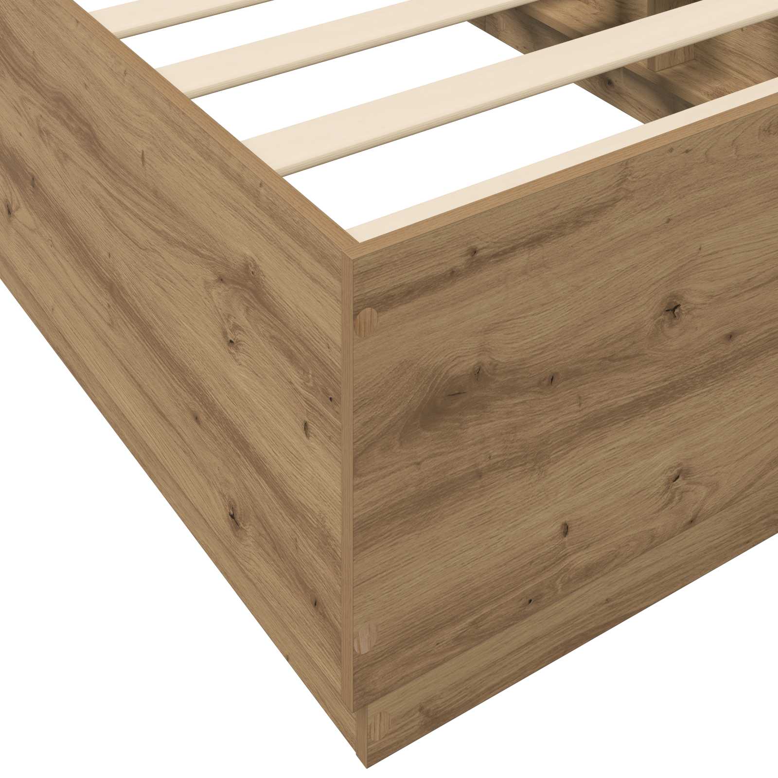 Bed Frame met LED Artisanaal eiken 80 x 200 cm Bewerkt hout is nu te koop bij PeponiXL, paradijselijk wonen!