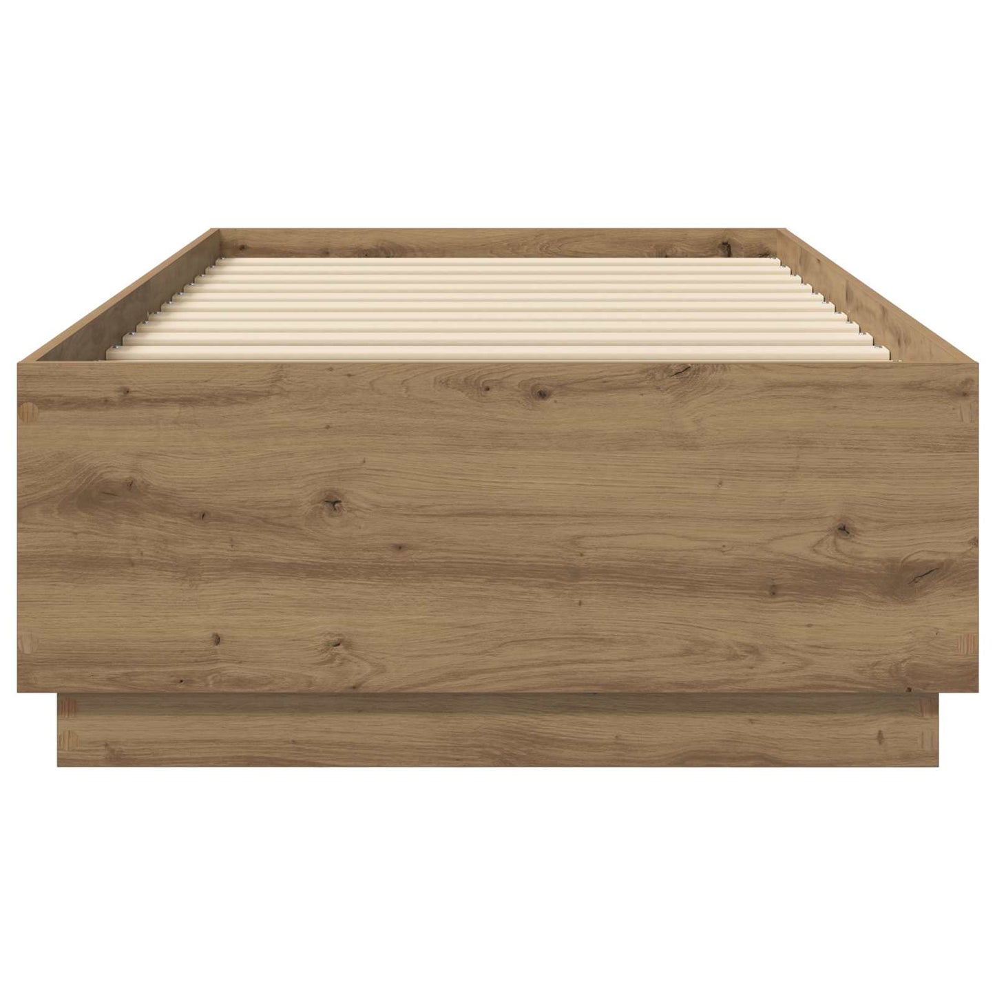 Bed Frame met LED Artisanaal eiken 80 x 200 cm Bewerkt hout is nu te koop bij PeponiXL, paradijselijk wonen!