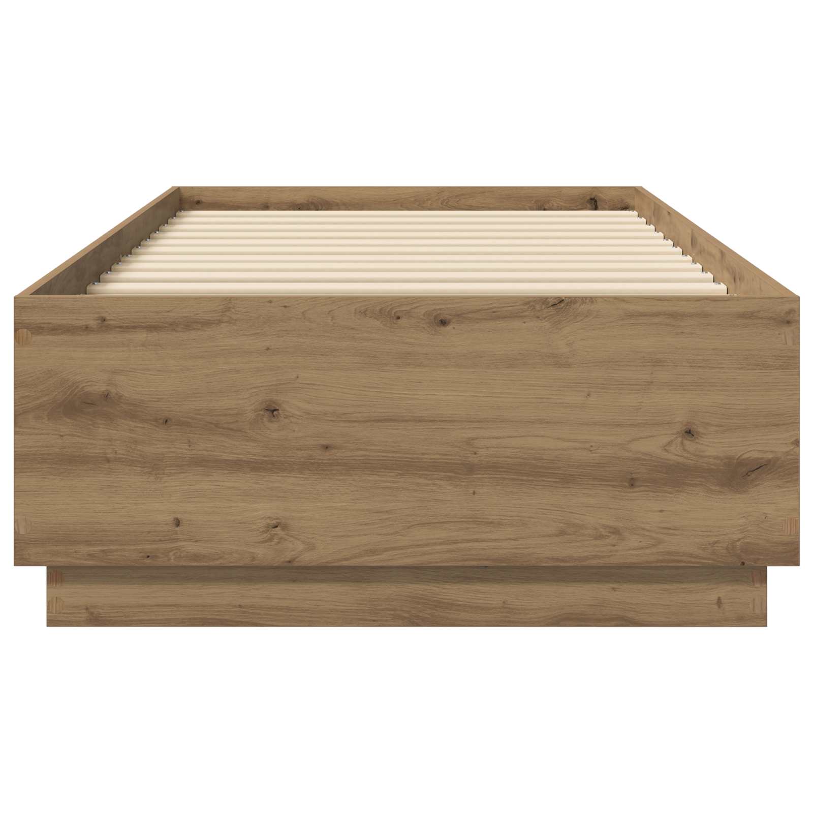 Bed Frame met LED Artisanaal eiken 80 x 200 cm Bewerkt hout is nu te koop bij PeponiXL, paradijselijk wonen!