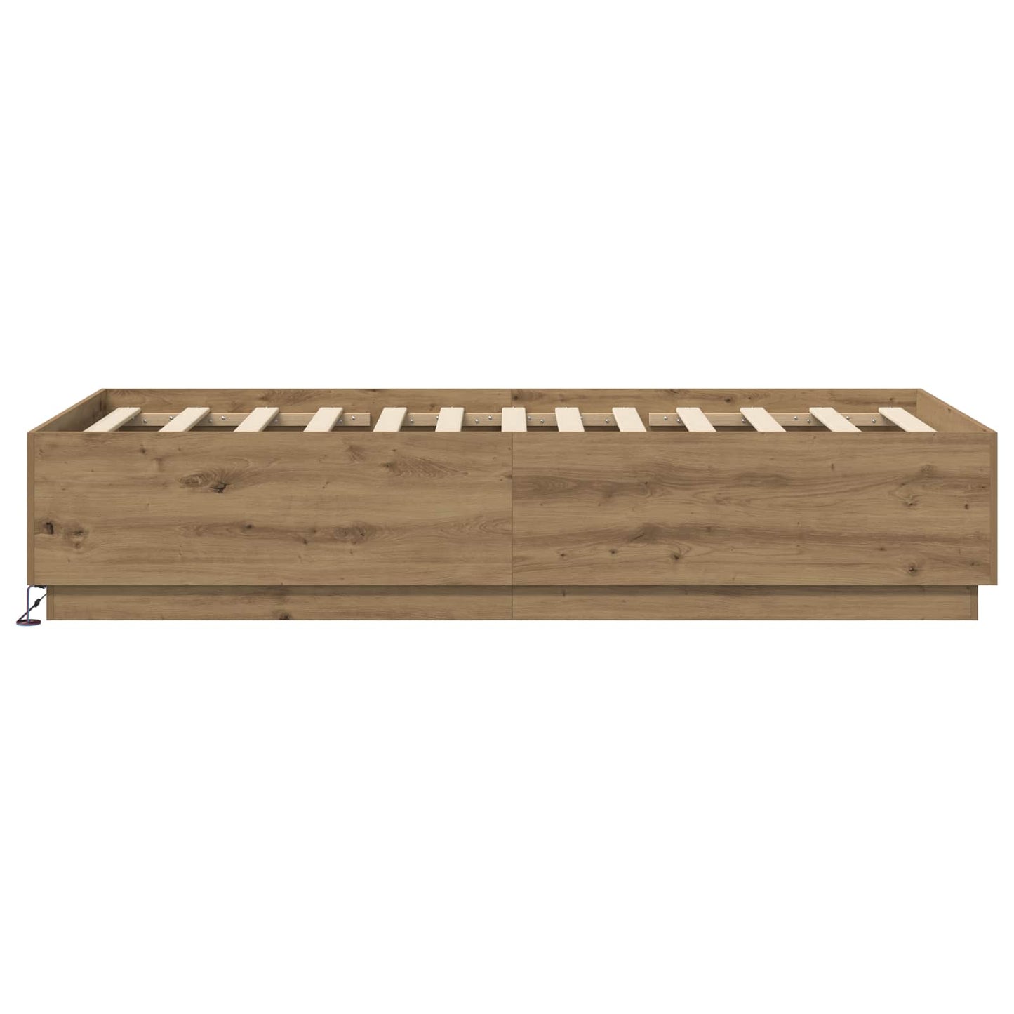 Bed Frame met LED Artisanaal eiken 80 x 200 cm Bewerkt hout is nu te koop bij PeponiXL, paradijselijk wonen!
