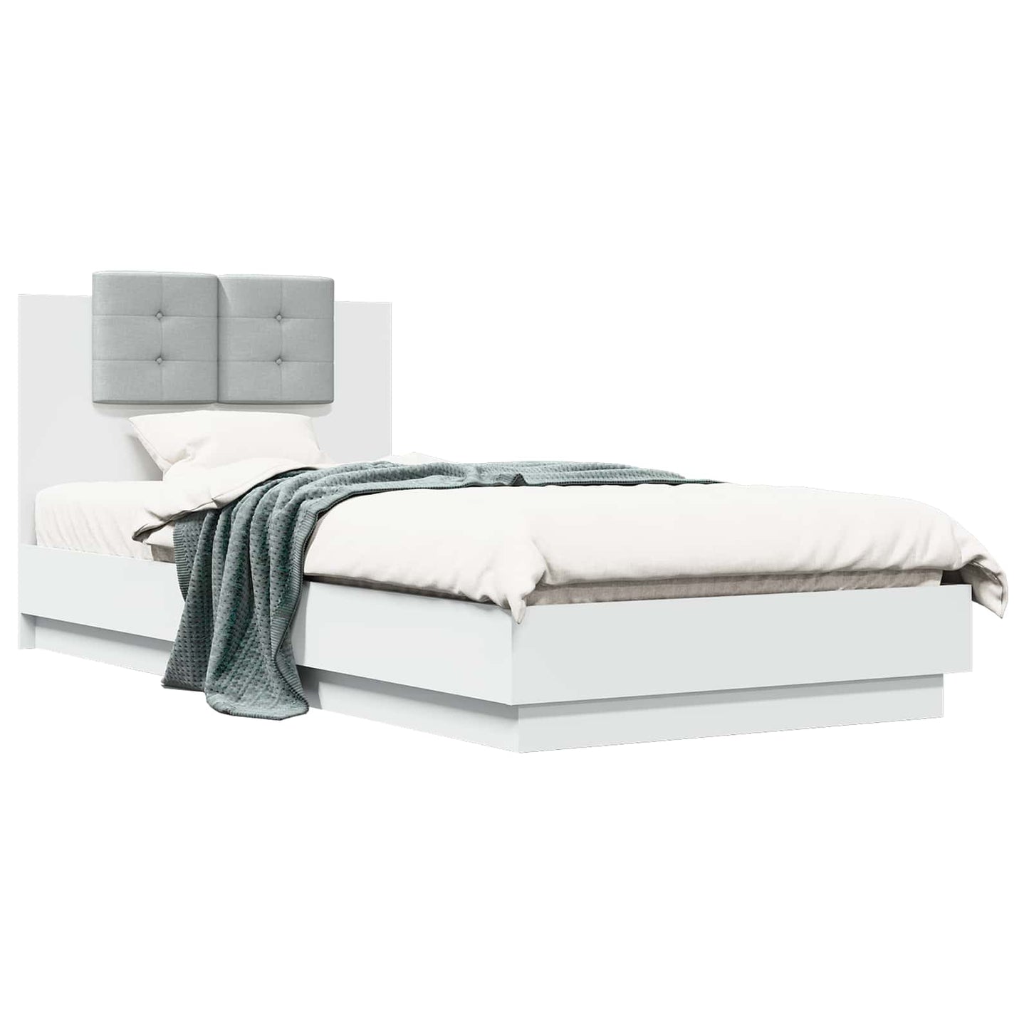 Bedframe met Hoofdeinde Wit 80 x 200 cm Bewerkt hout is nu te koop bij PeponiXL, paradijselijk wonen!