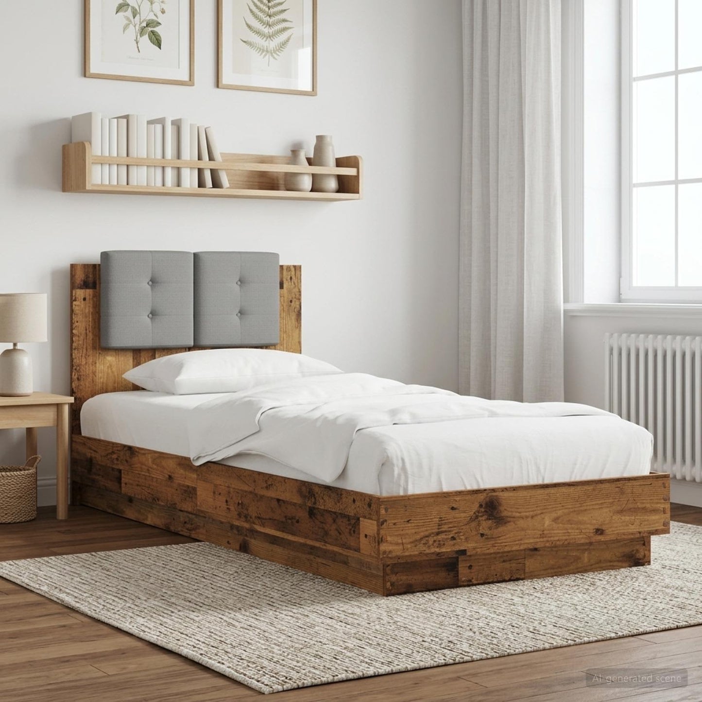 Bedframe met Hoofdeinde Oud hout 80 x 200 cm Bewerkt hout is nu te koop bij PeponiXL, paradijselijk wonen!