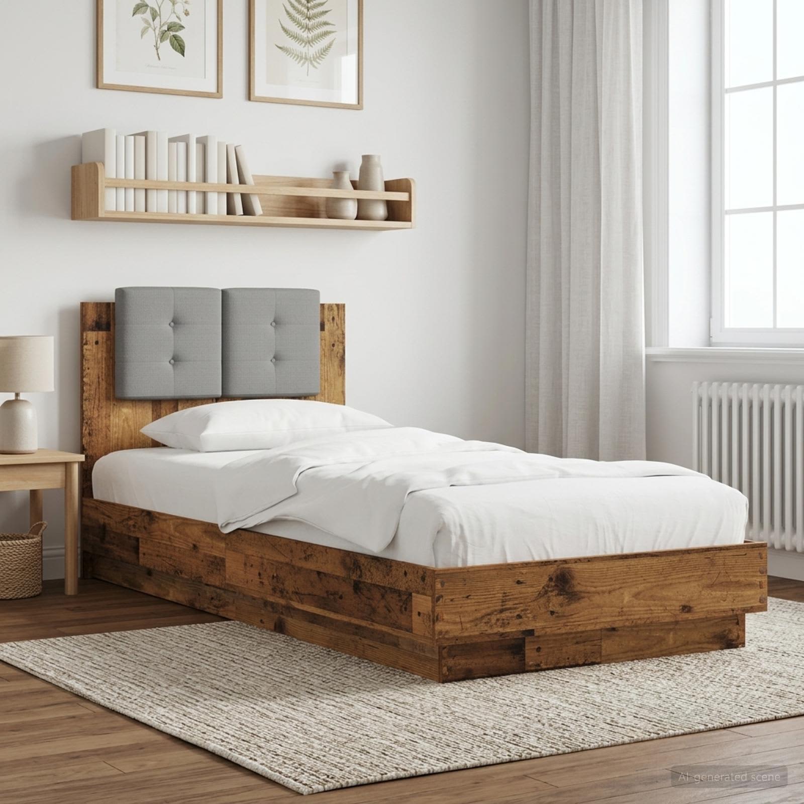 Bedframe met Hoofdeinde Oud hout 80 x 200 cm Bewerkt hout is nu te koop bij PeponiXL, paradijselijk wonen!