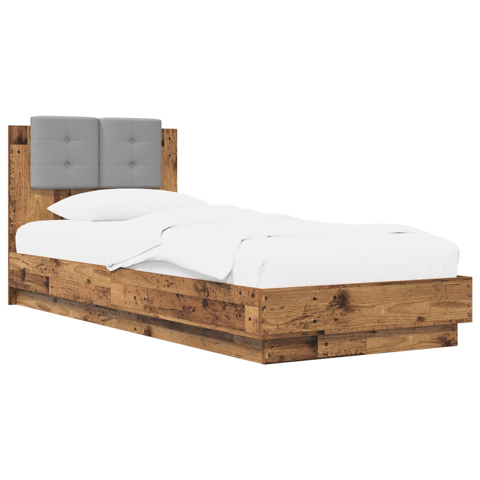 Bedframe met Hoofdeinde Oud hout 80 x 200 cm Bewerkt hout is nu te koop bij PeponiXL, paradijselijk wonen!