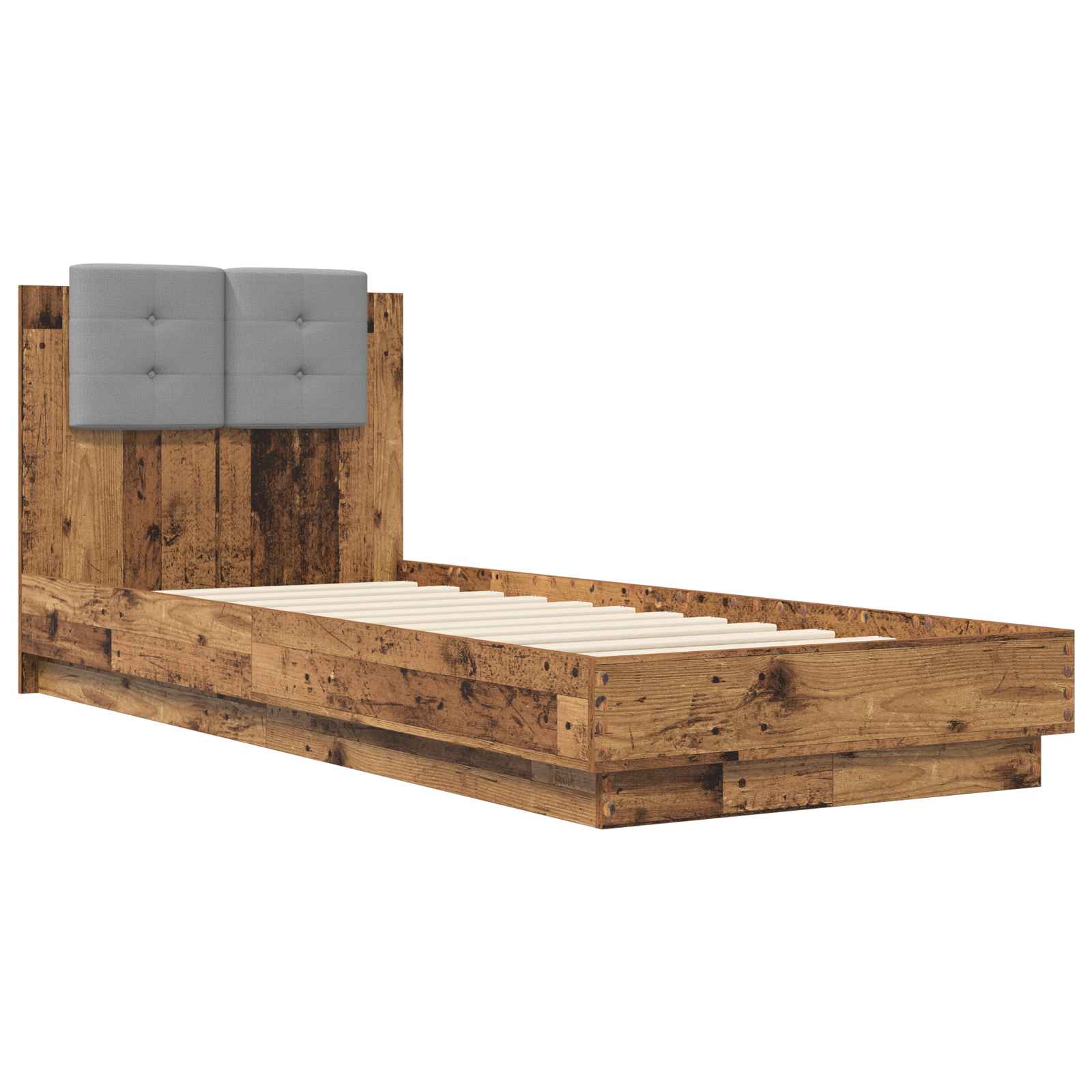 Bedframe met Hoofdeinde Oud hout 80 x 200 cm Bewerkt hout is nu te koop bij PeponiXL, paradijselijk wonen!