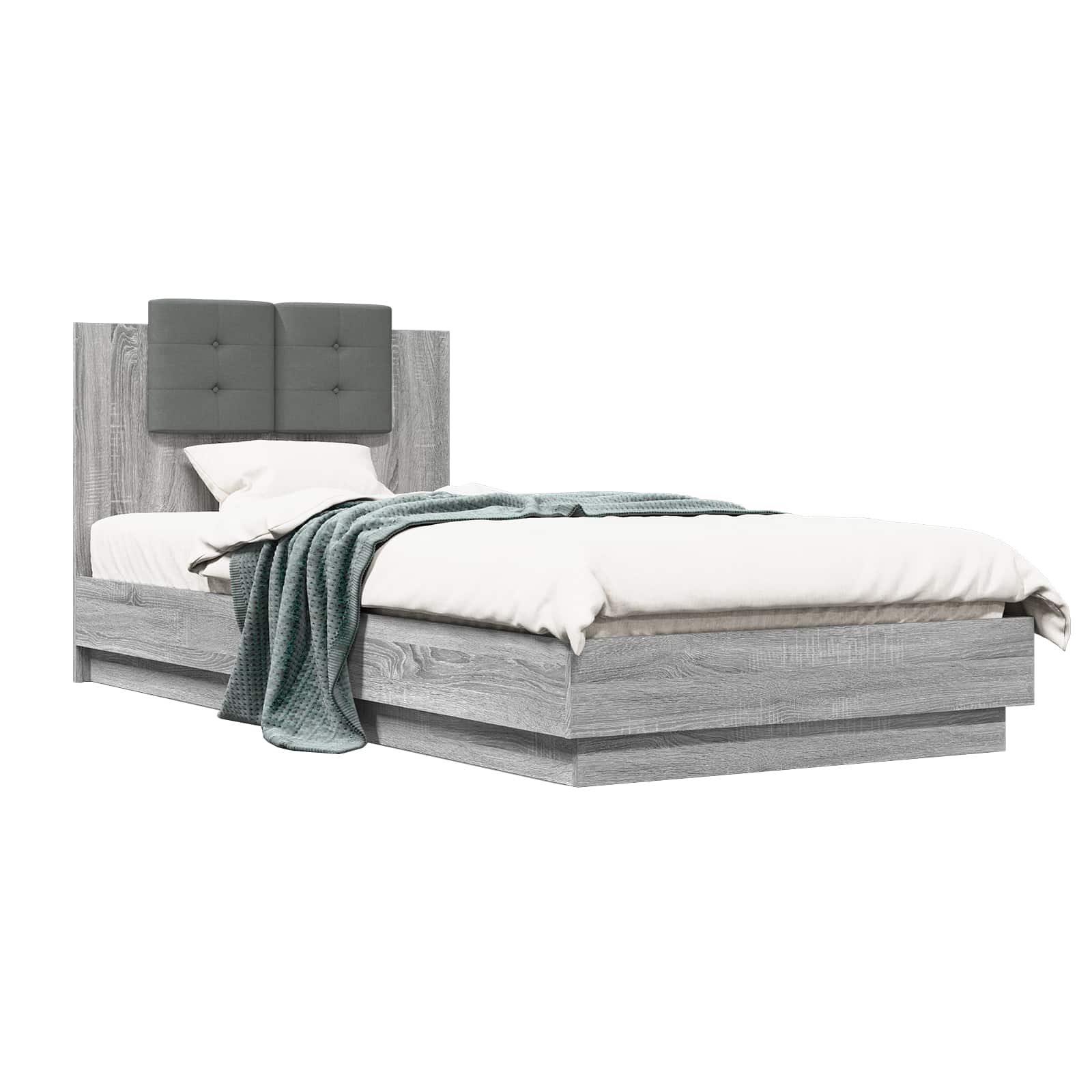 Bedframe met Hoofdeinde Grijs Sonoma 80 x 200 cm Bewerkt hout is nu te koop bij PeponiXL, paradijselijk wonen!