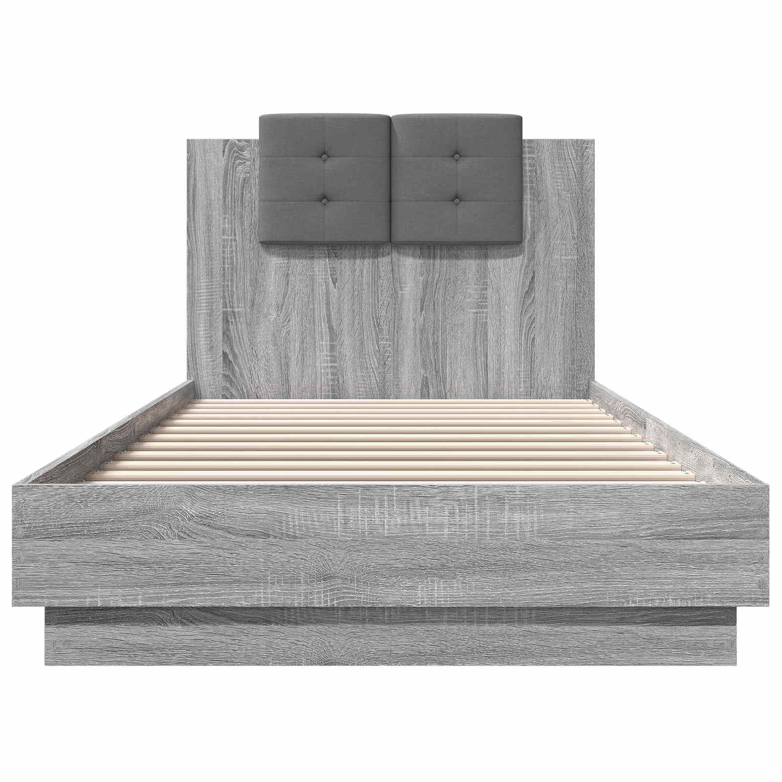 Bedframe met Hoofdeinde Grijs Sonoma 80 x 200 cm Bewerkt hout is nu te koop bij PeponiXL, paradijselijk wonen!