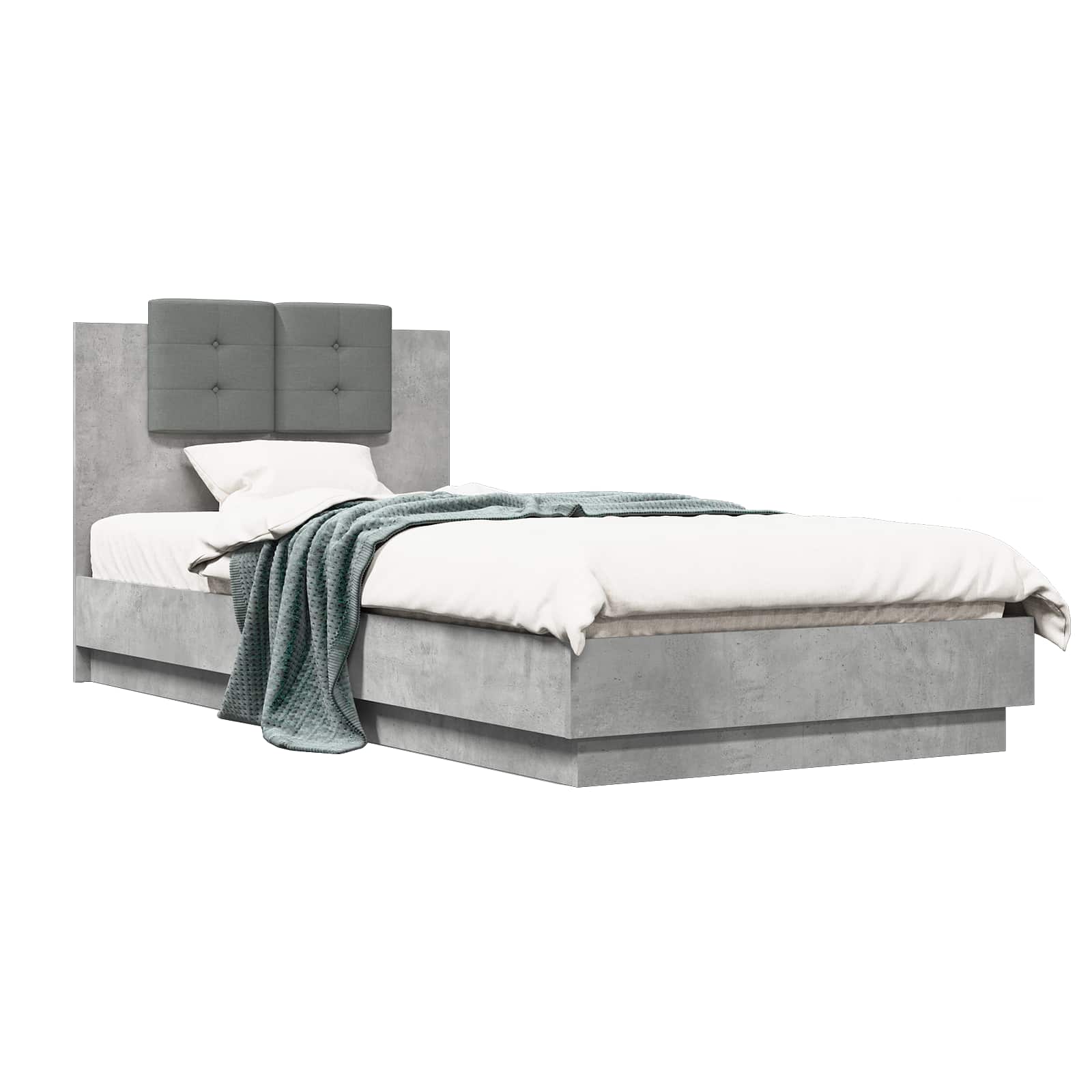 Bedframe met Hoofdeinde Betongrijs 80 x 200 cm Bewerkt hout is nu te koop bij PeponiXL, paradijselijk wonen!