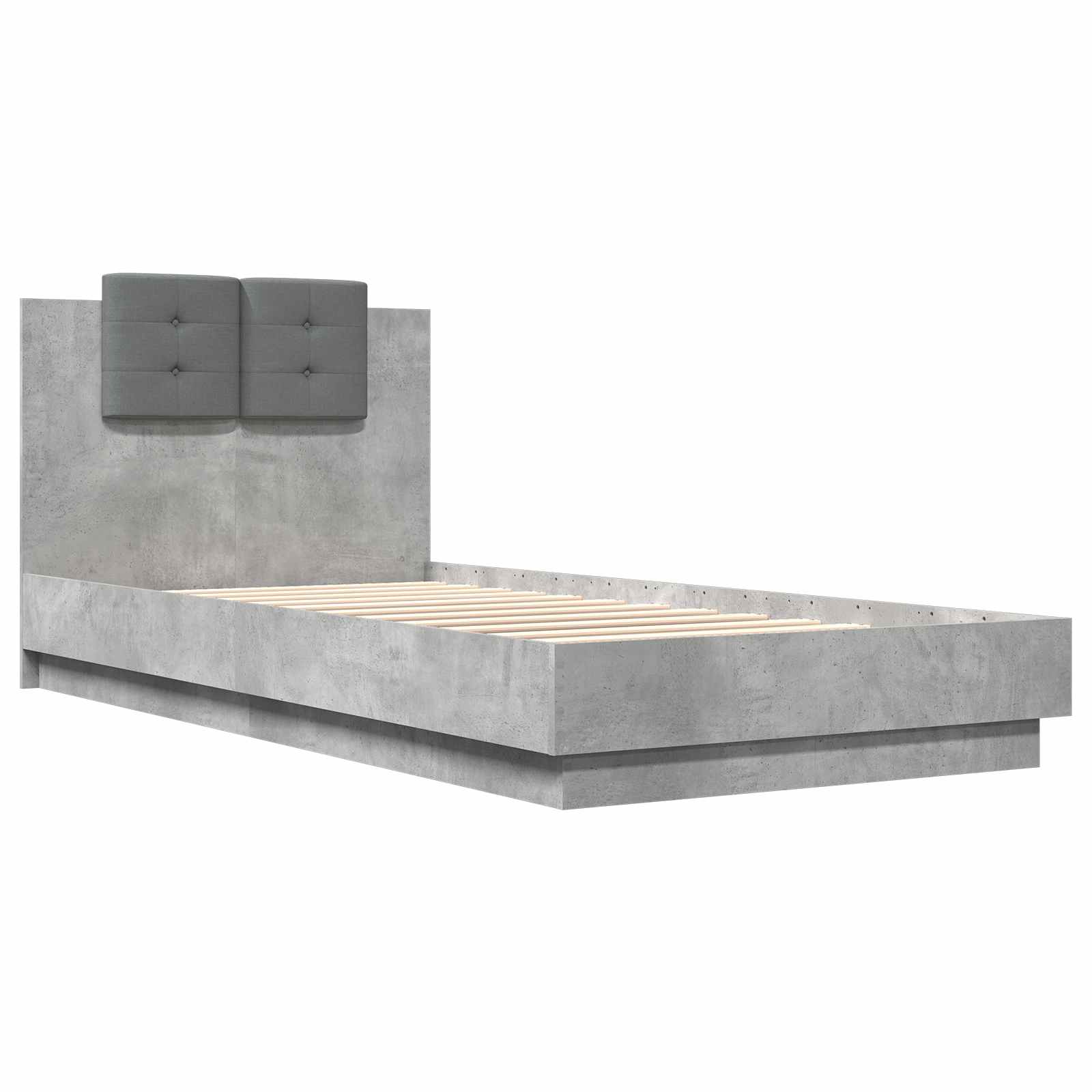 Bedframe met Hoofdeinde Betongrijs 80 x 200 cm Bewerkt hout is nu te koop bij PeponiXL, paradijselijk wonen!