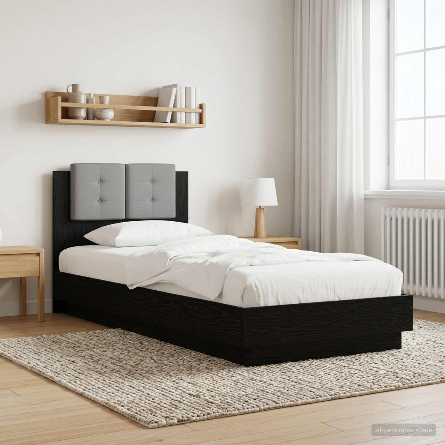 Bedframe met Hoofdeinde Zwart eiken 80 x 200 cm Bewerkt hout is nu te koop bij PeponiXL, paradijselijk wonen!